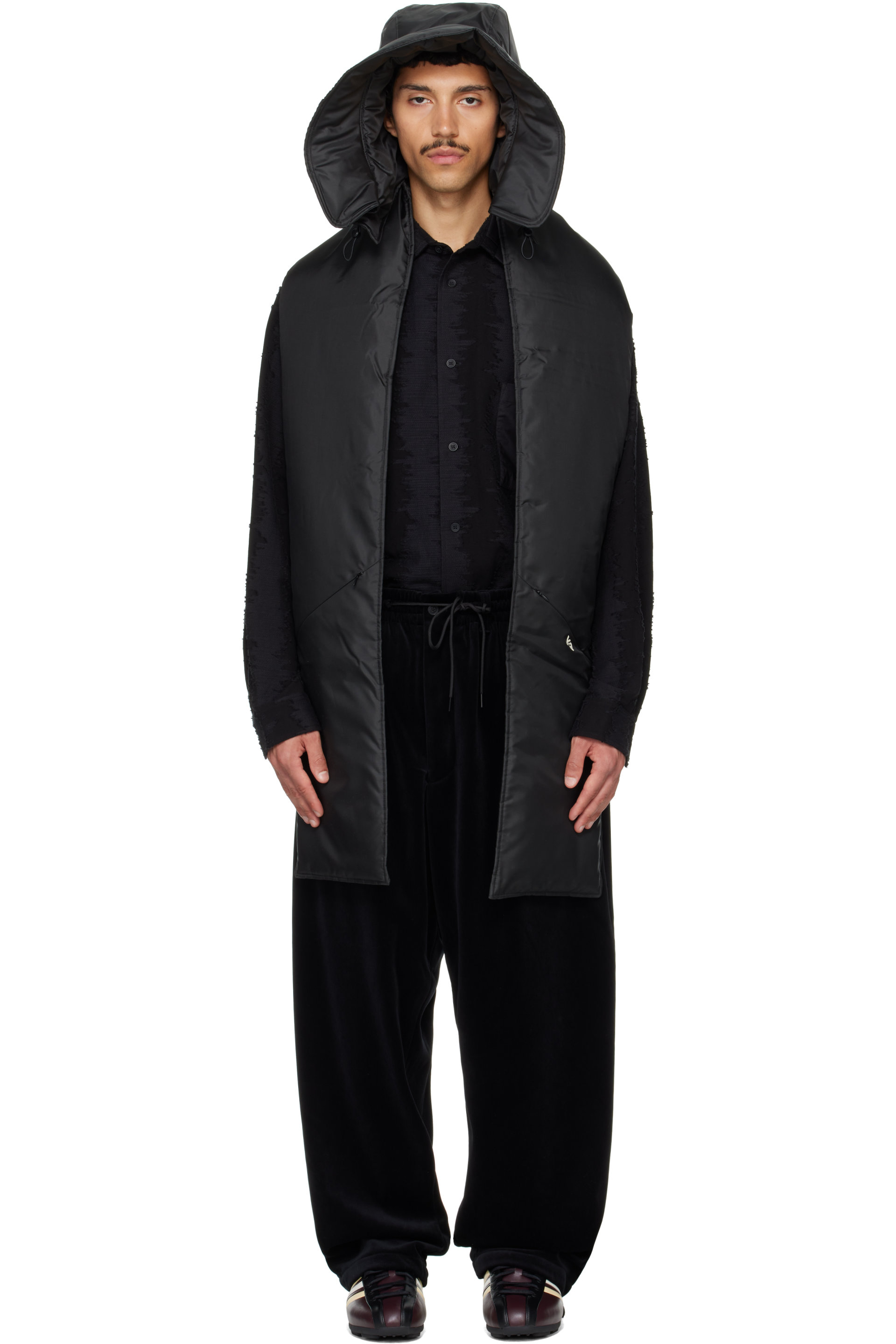 Y-3 - Black Padded Hooded Scarf