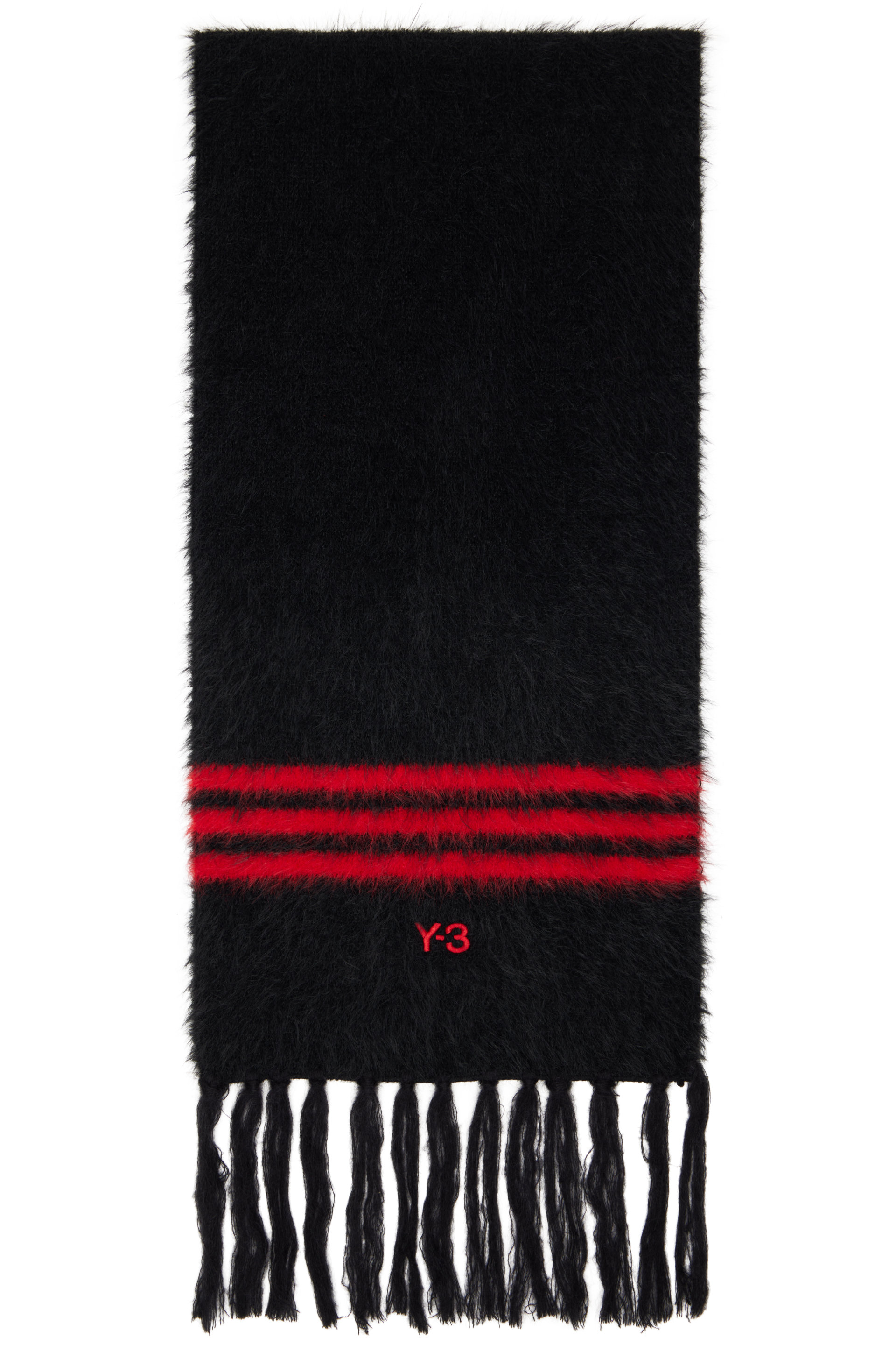 Y-3 - Black & Red Stripes Scarf