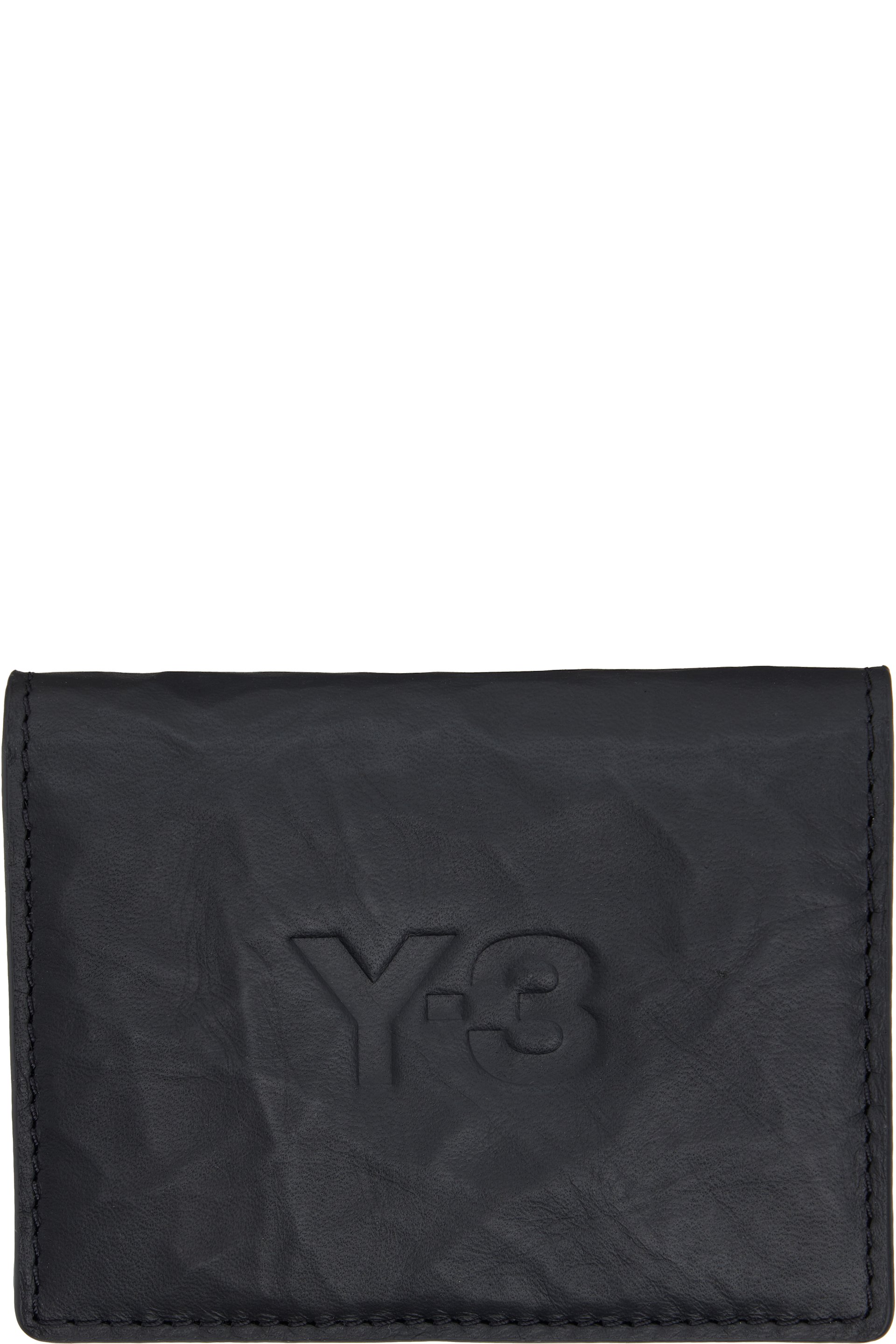 Y-3 - Black Crinkled Leather Card Holder