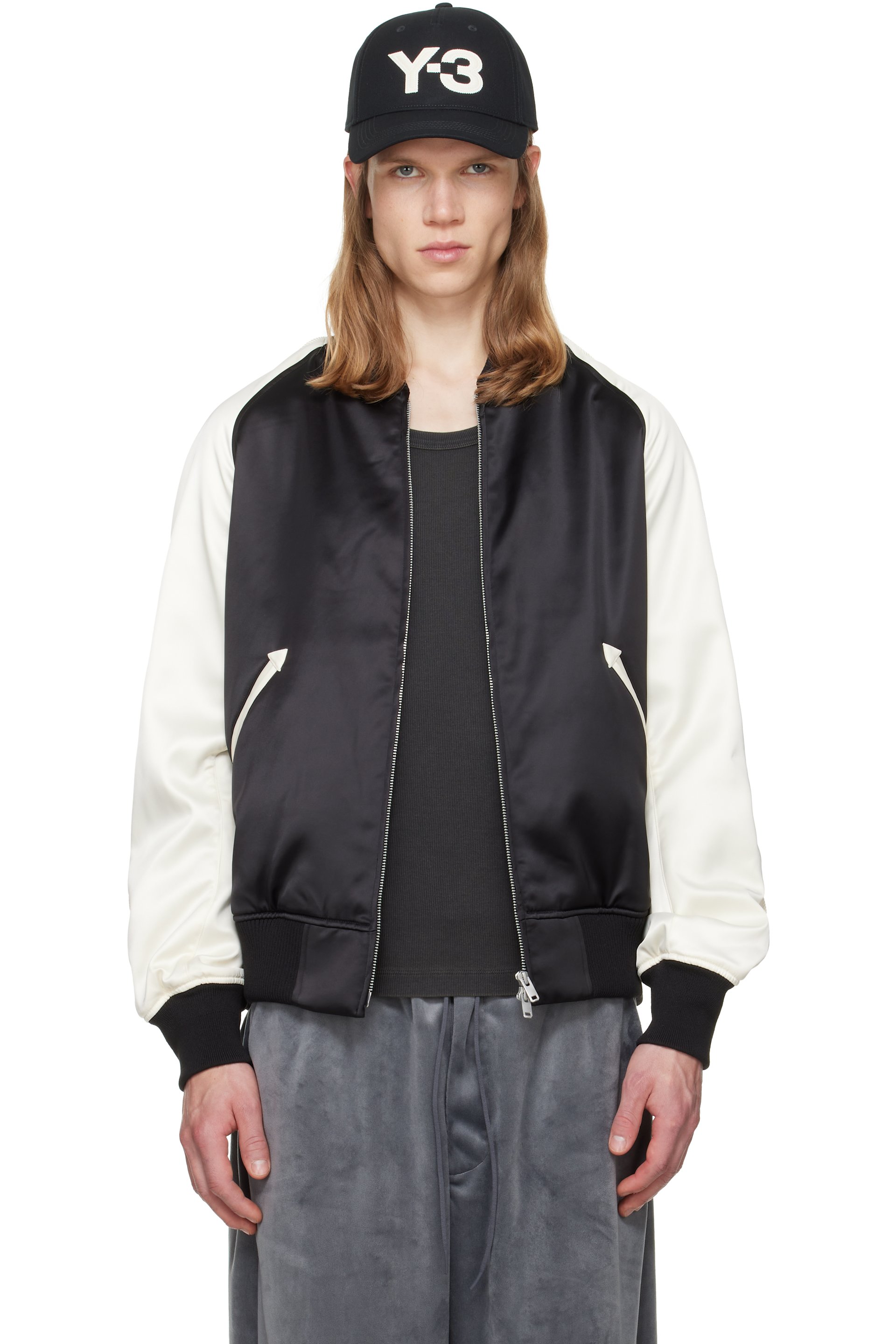 Y-3 - Black Liquid Logo Satin Souvenir Jacket