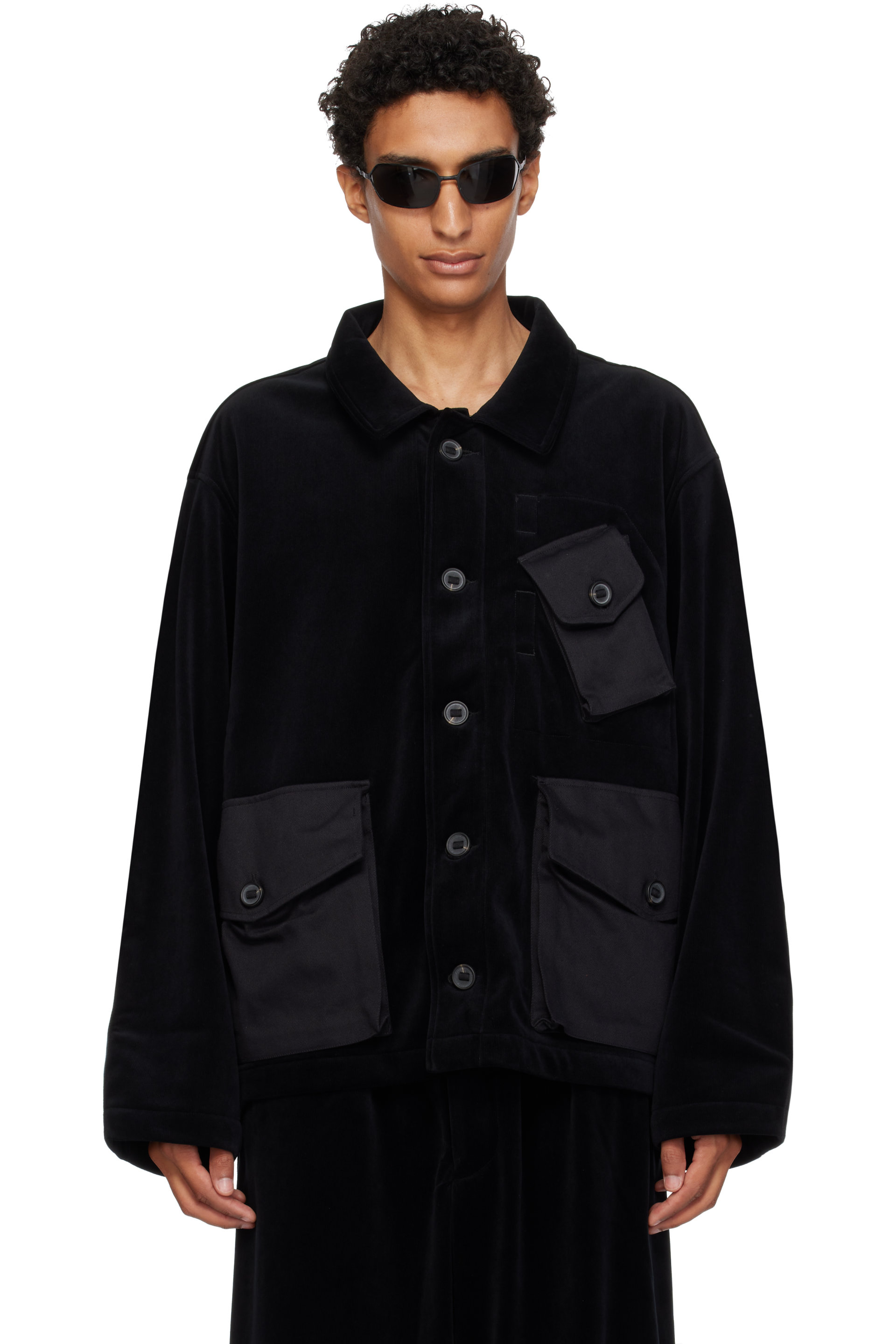 Y-3 - Black Vevet Corduroy Utility Blouson Jacket