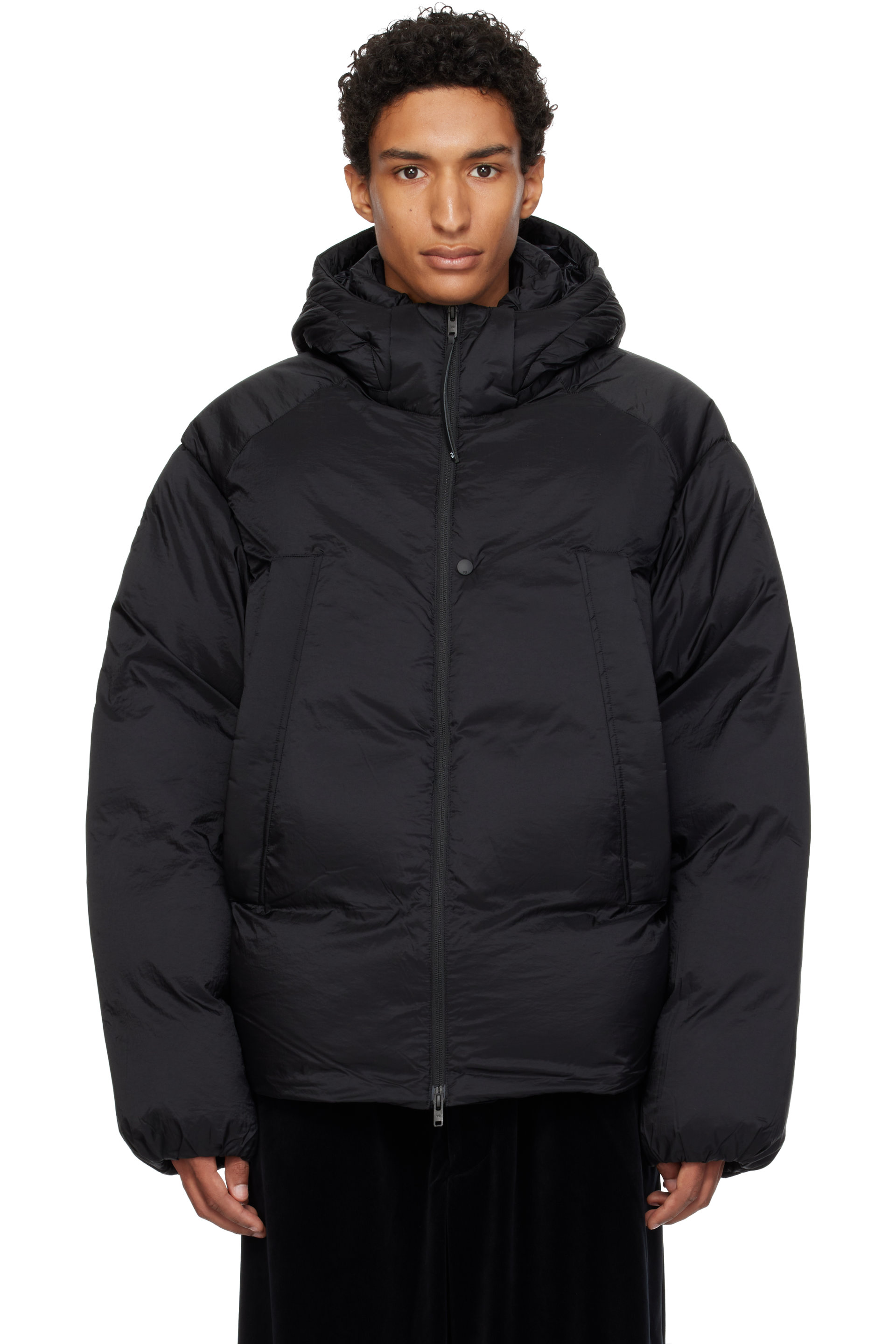 Y-3 - Black Hooded Puffer Down Jacket