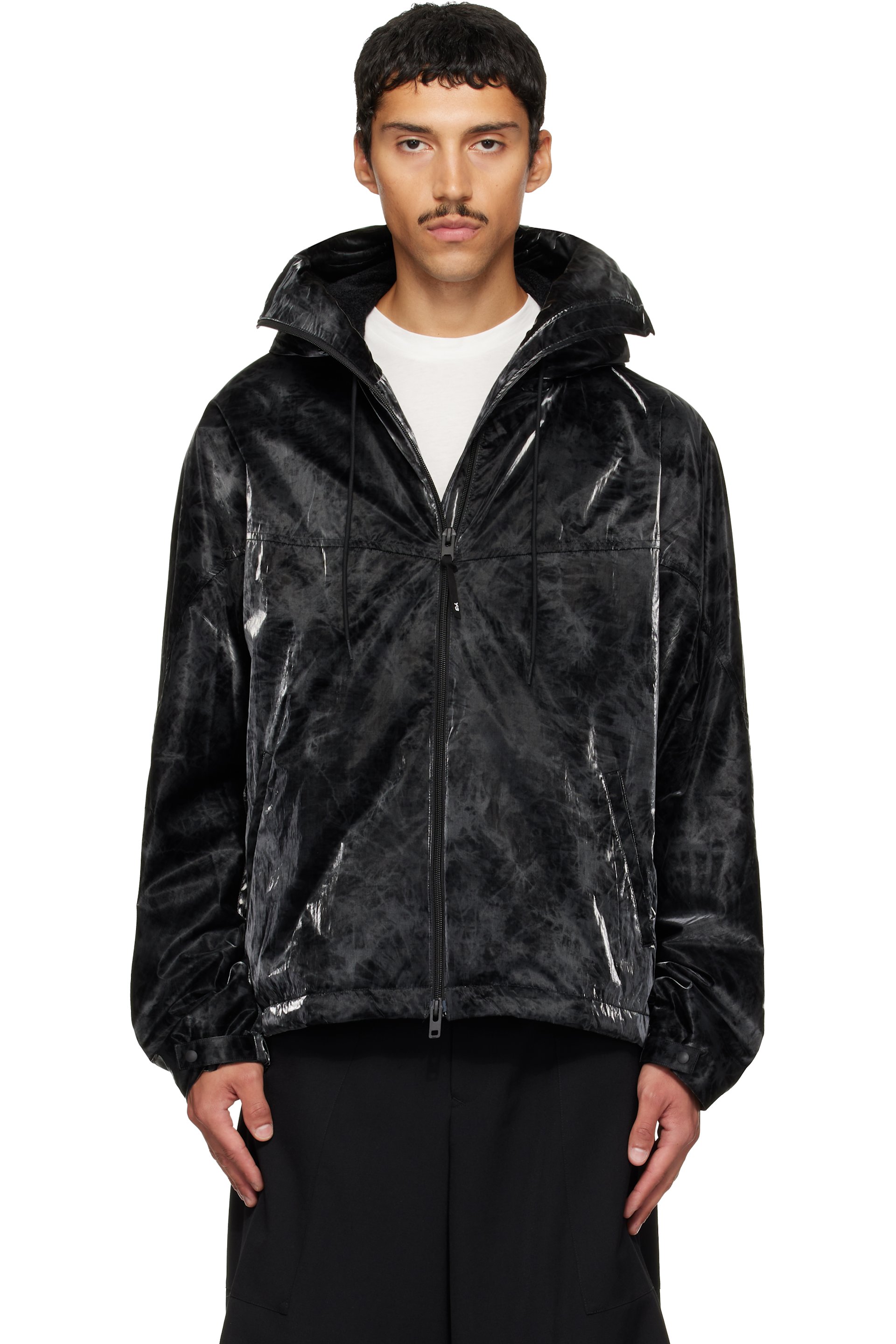 Y-3 - Black Marble Nylon Windbreaker Jacket