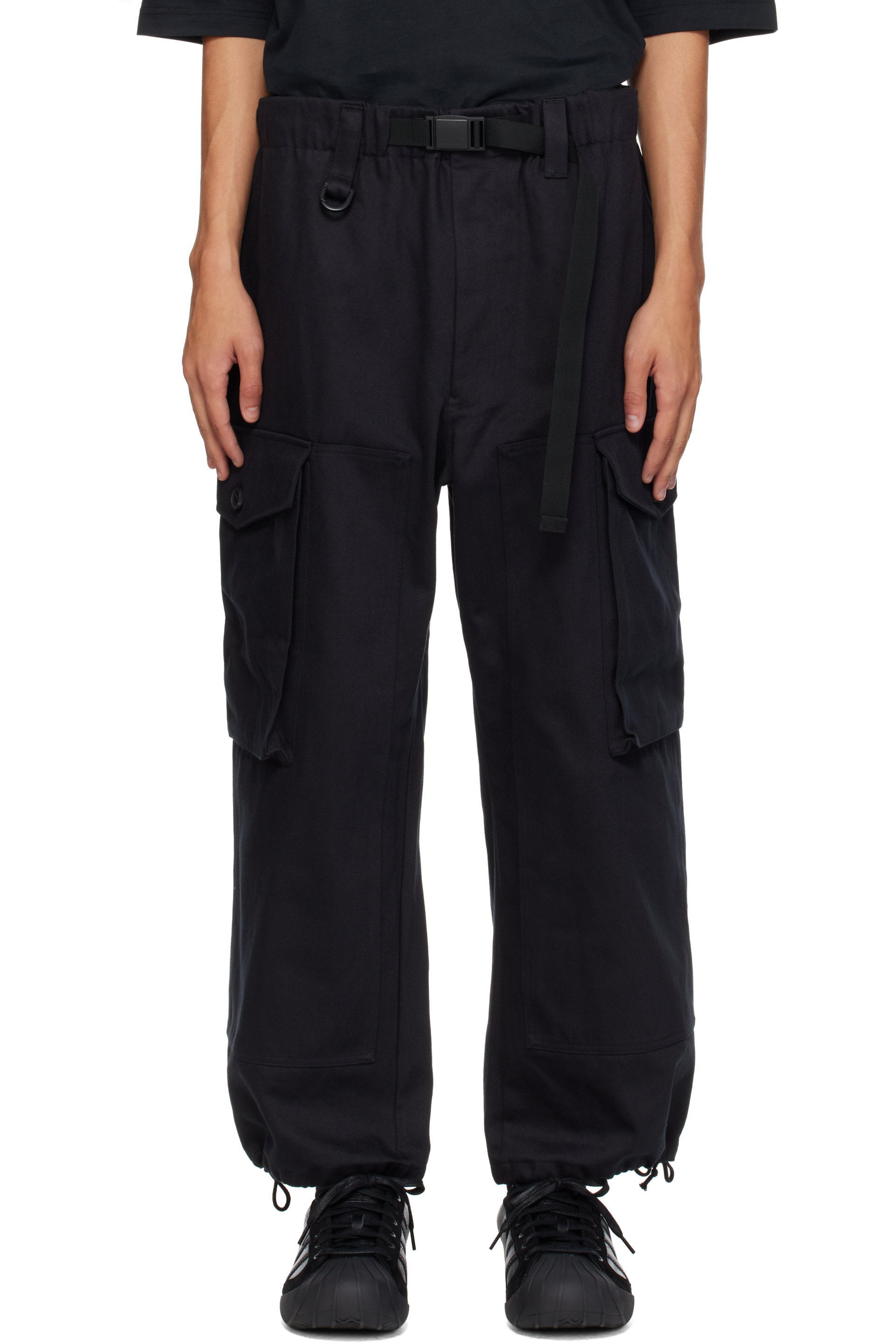 Y-3 - Black Twill Trousers