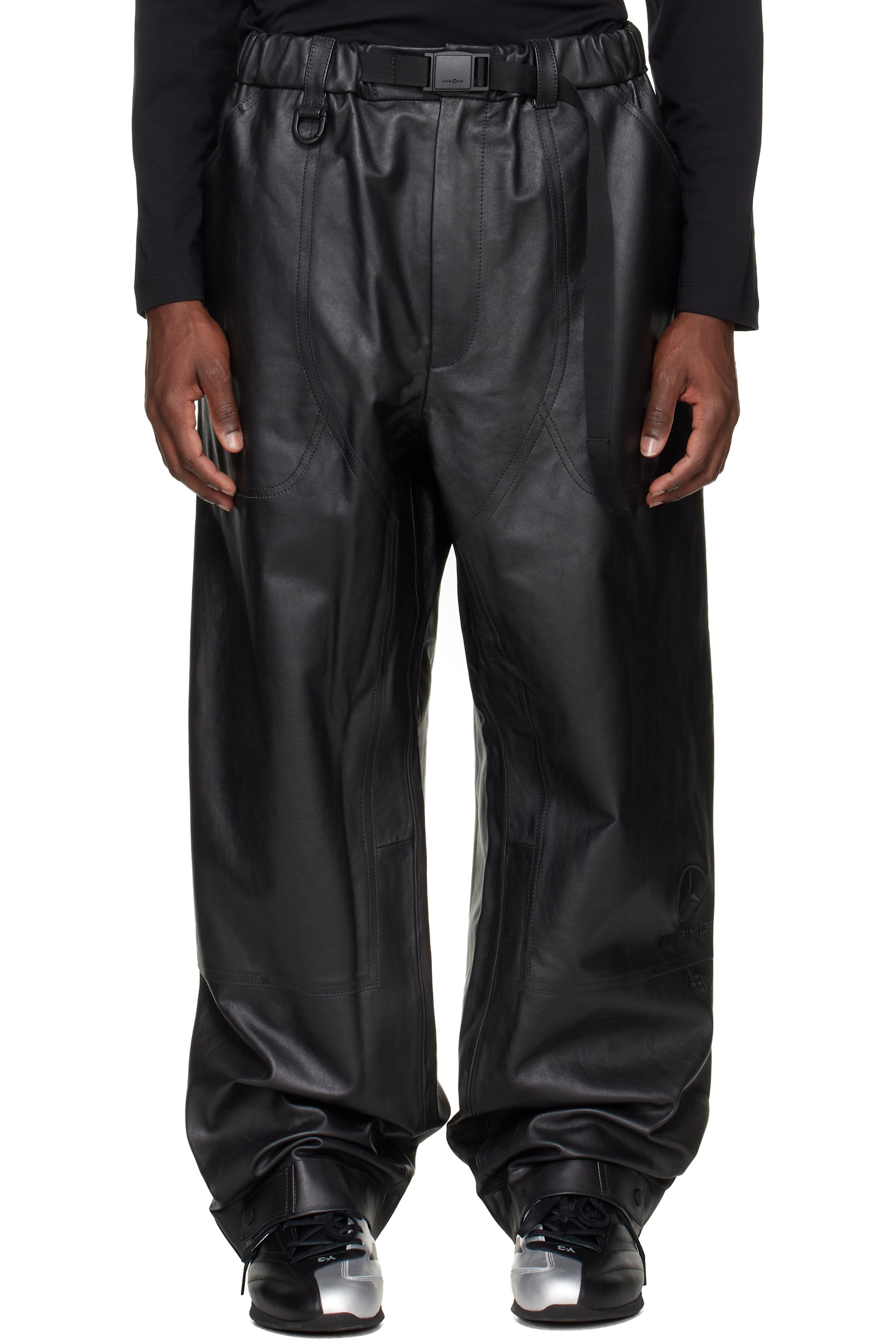 Y-3 - Pantalon Racing noir en cuir édition Mercedes-AMG F1