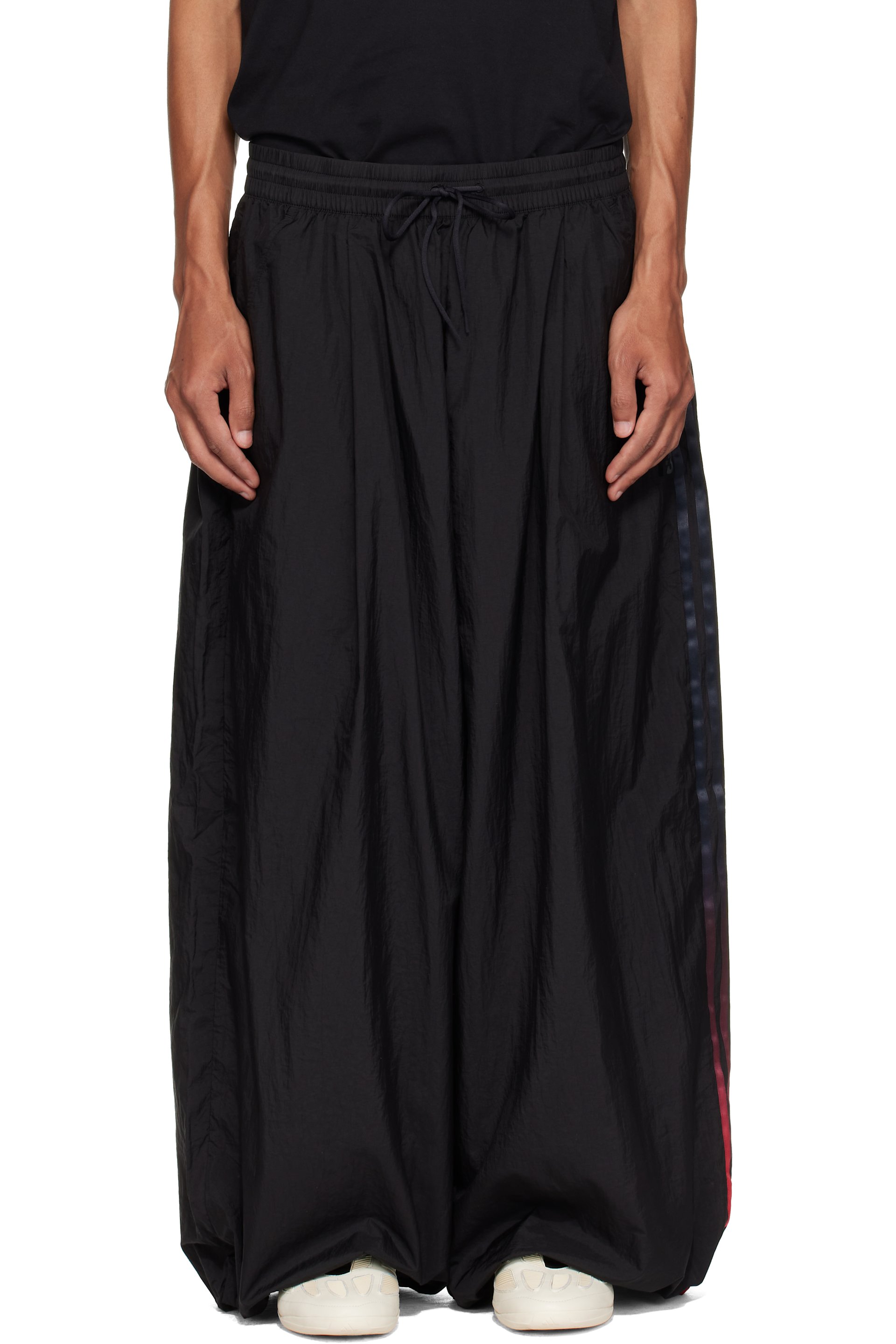 Y-3 - Black Gradient 3-Stripes Nylon Wide Trousers