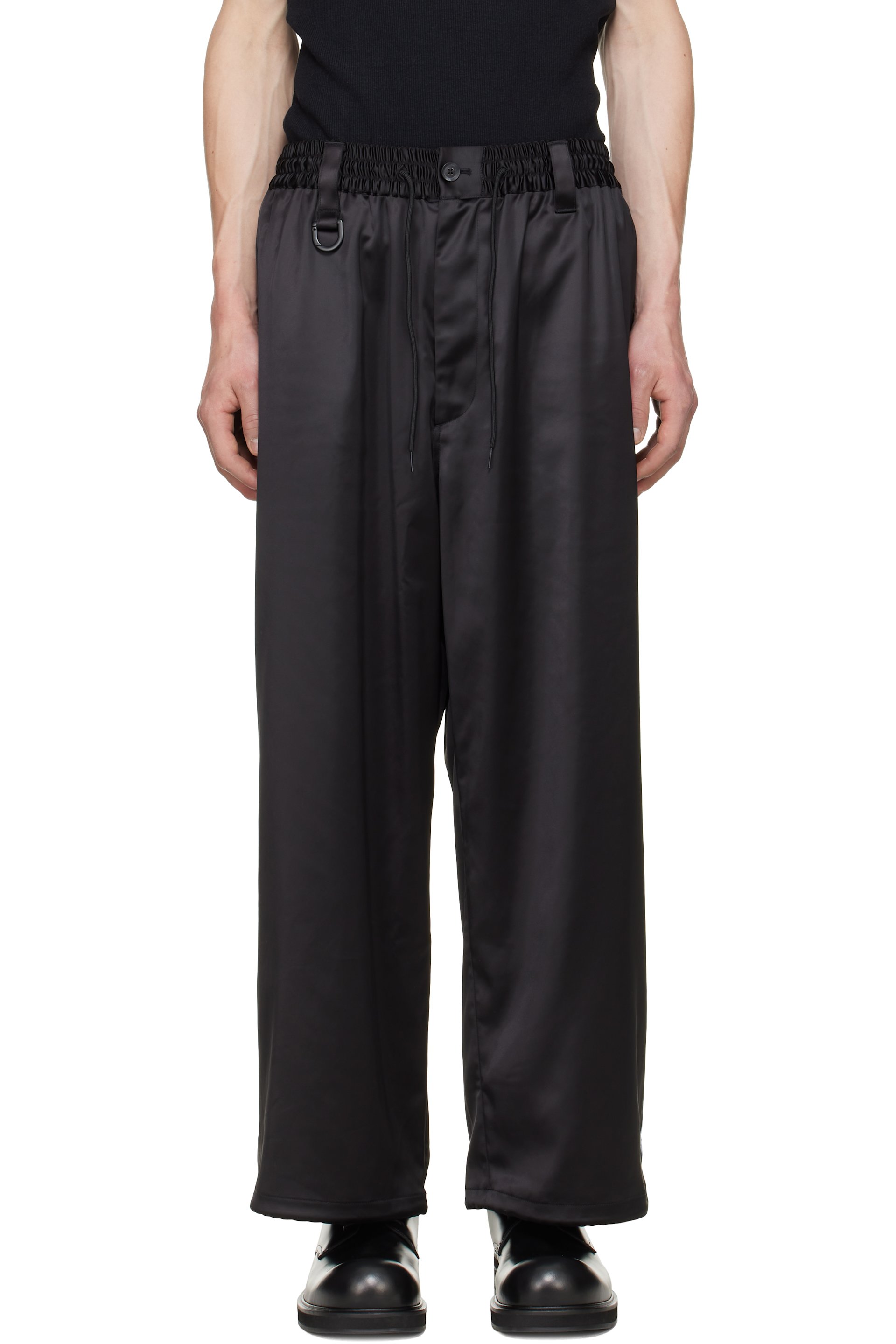 Y-3 - Black Satin Gradient 3-Stripes Track Pants