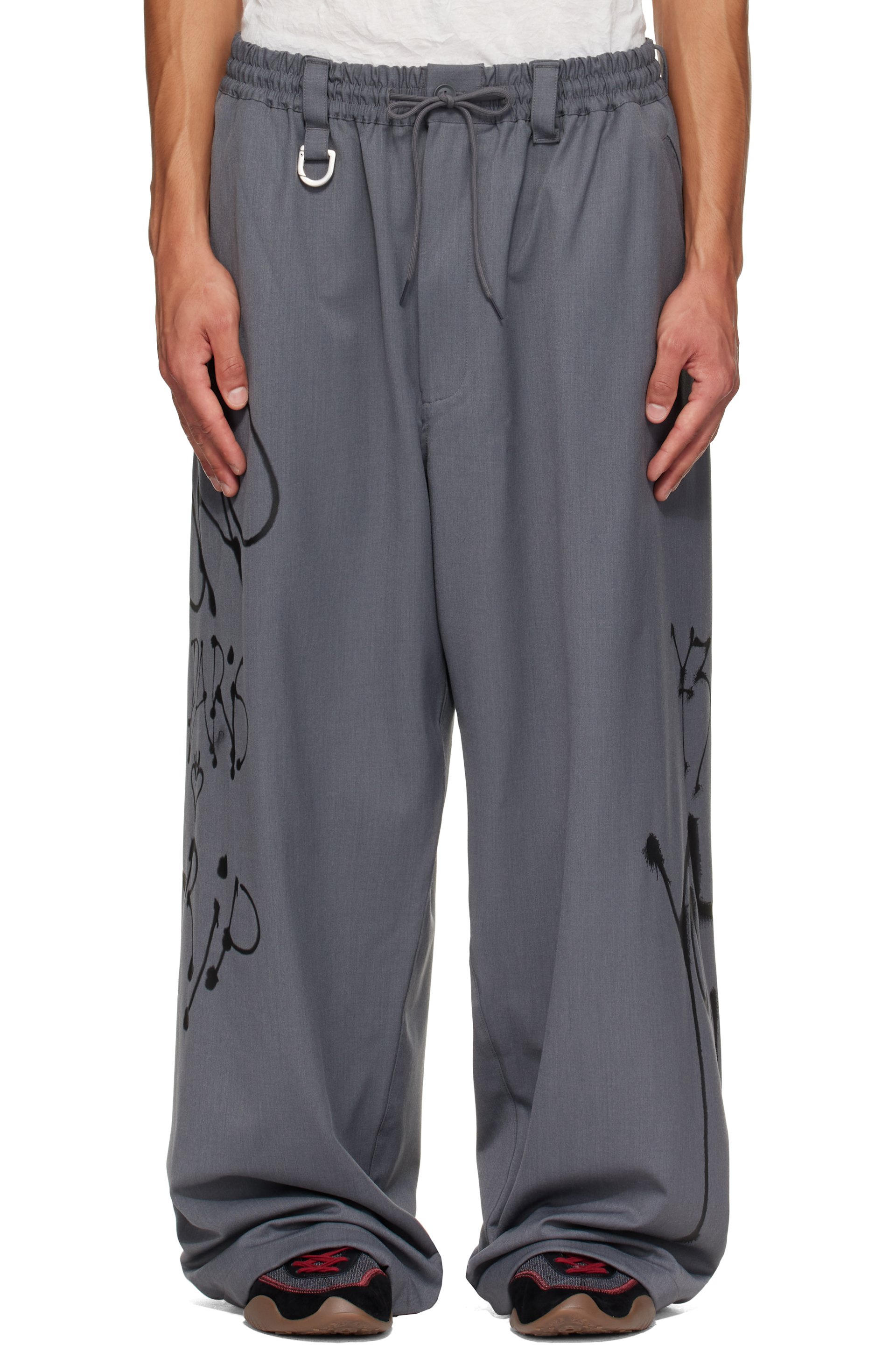 Y-3 - Gray Chito Edition Graphic Wide Wool Trousers