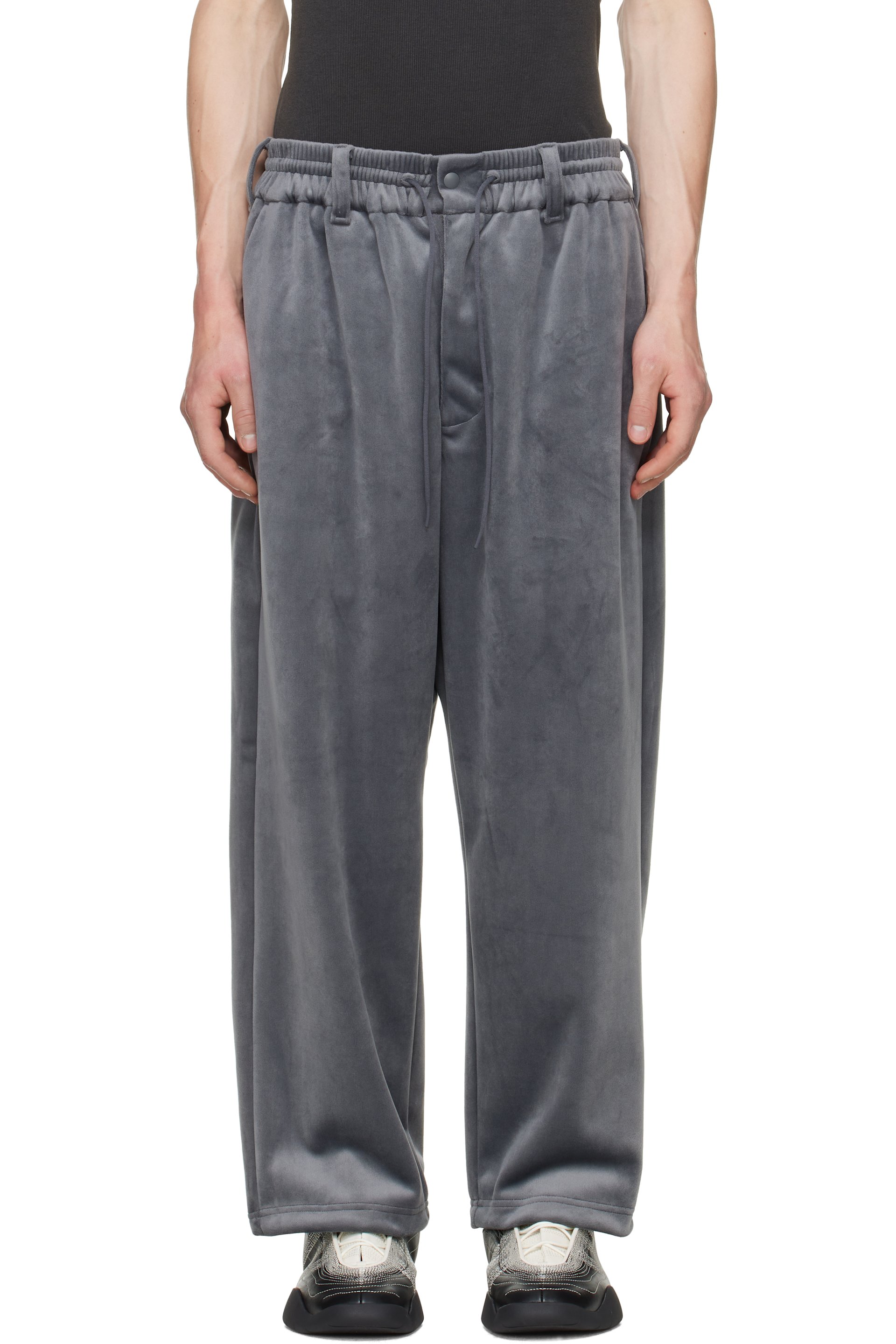 Y-3 - Gray Velvet Corduroy Track Pants