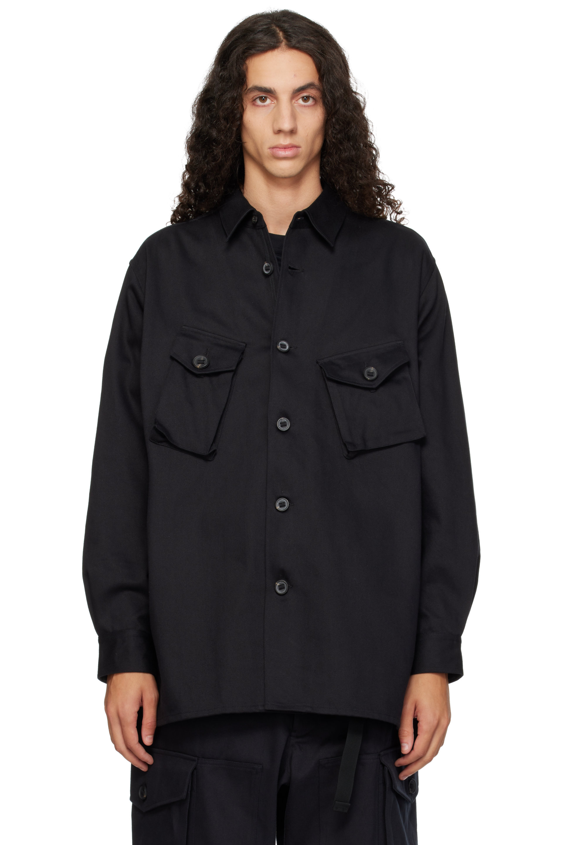 Y-3 - Black Twill Utility Overshirt