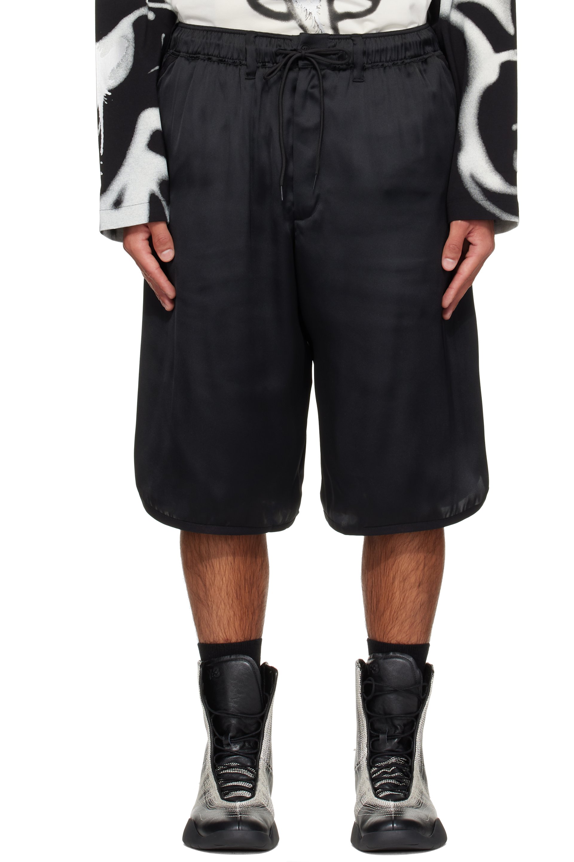 Y-3 - Black Liquid Logo Shorts