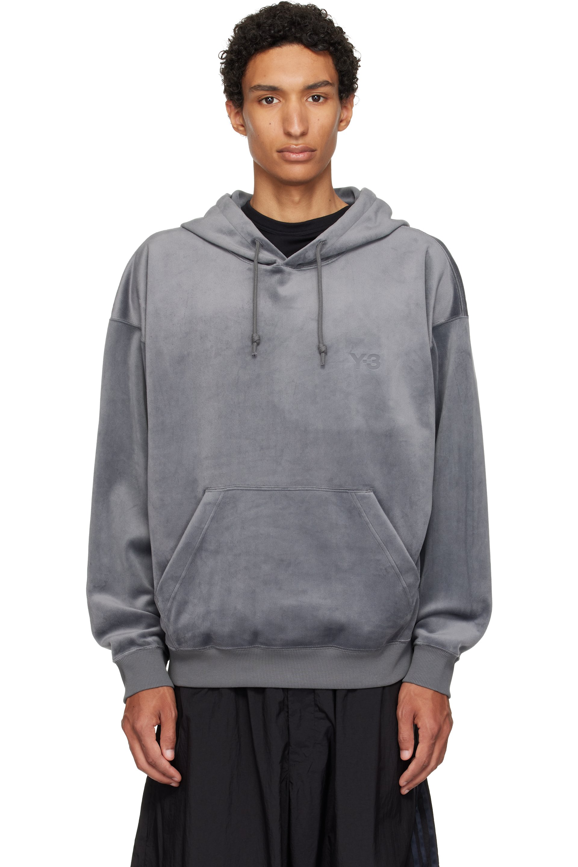 Y-3 - Gray Velvet Corduroy Hoodie