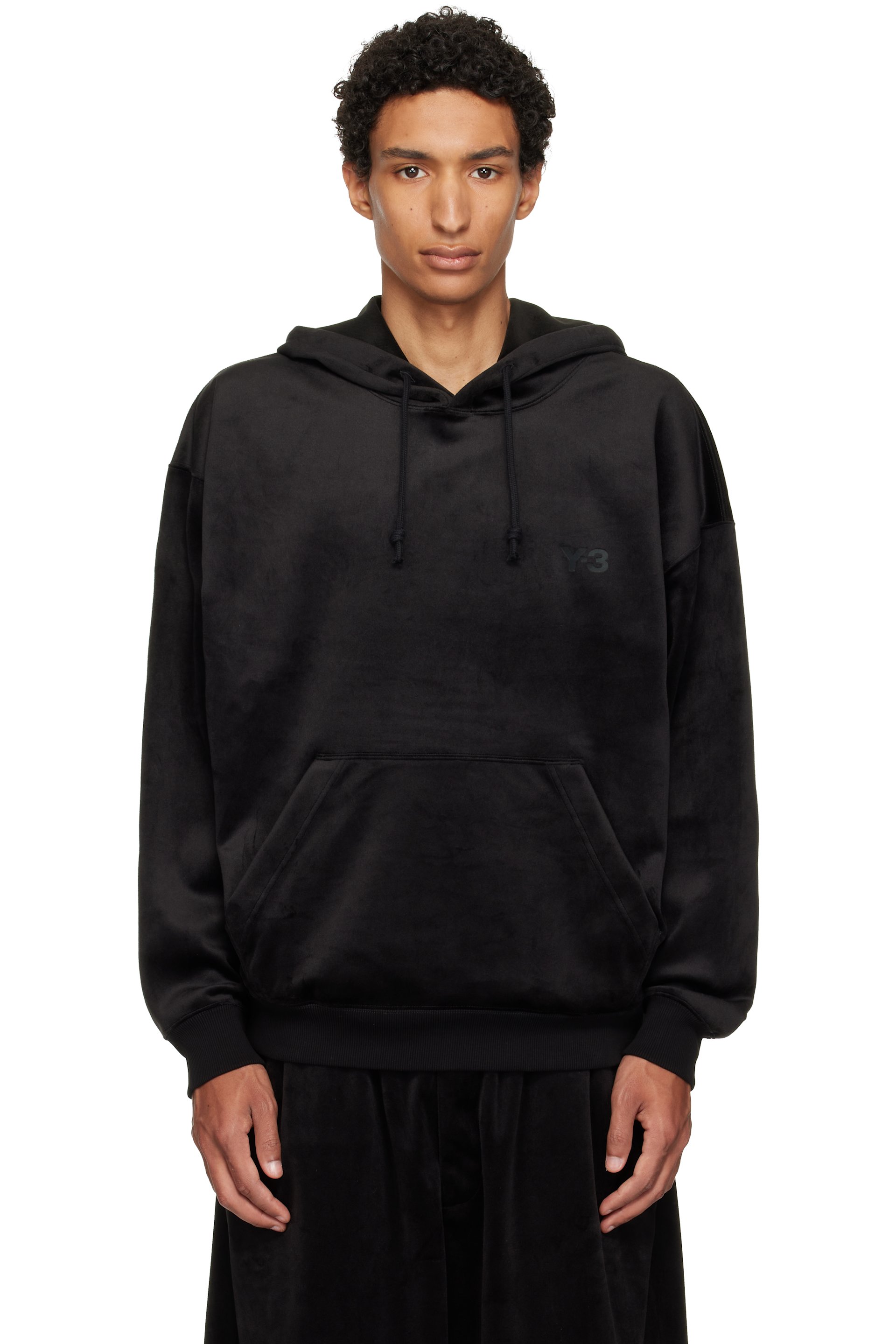 Y-3 - Black Velvet Corduroy Hoodie