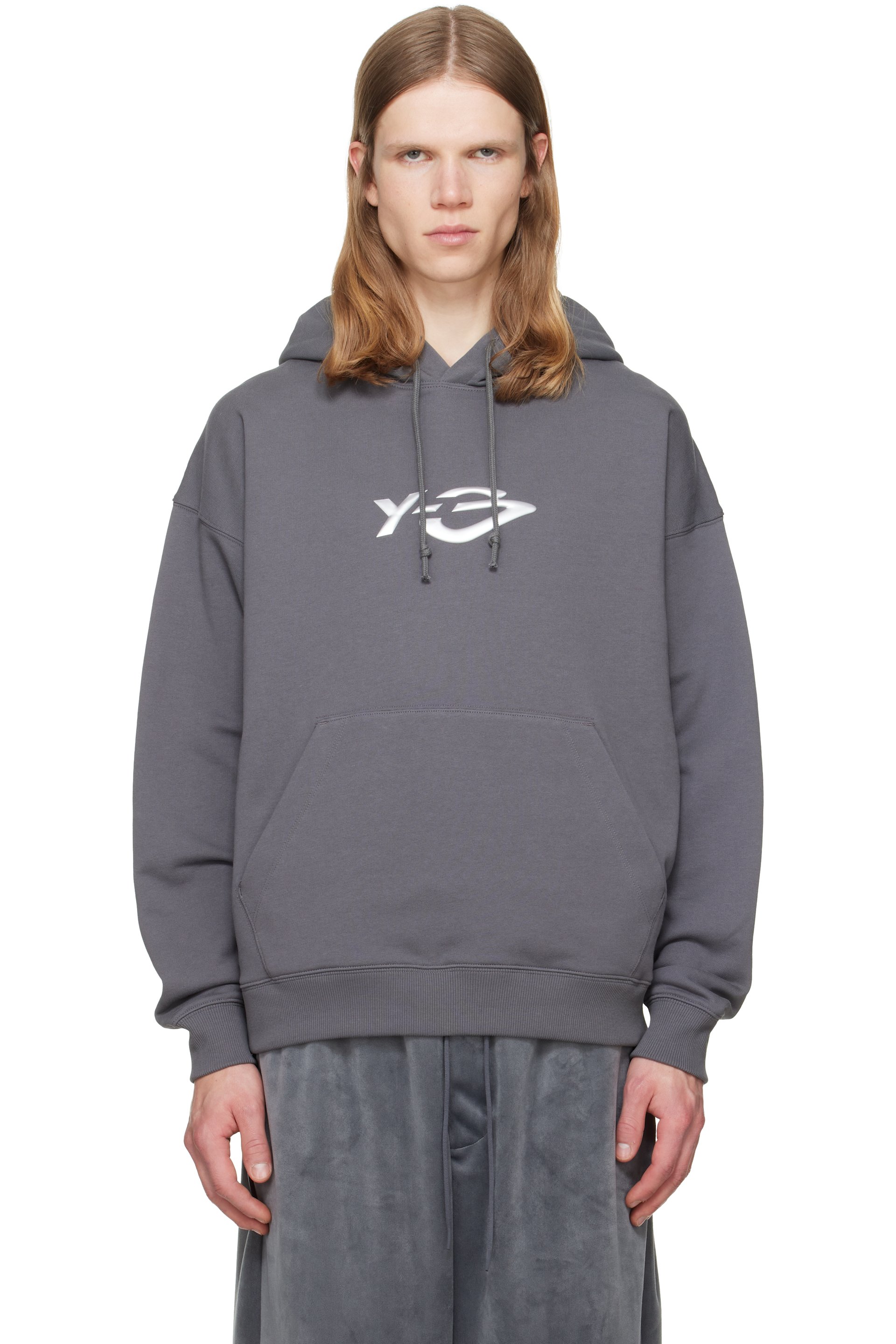 Y-3 - Gray French Terry Liquid Logo Hoodie