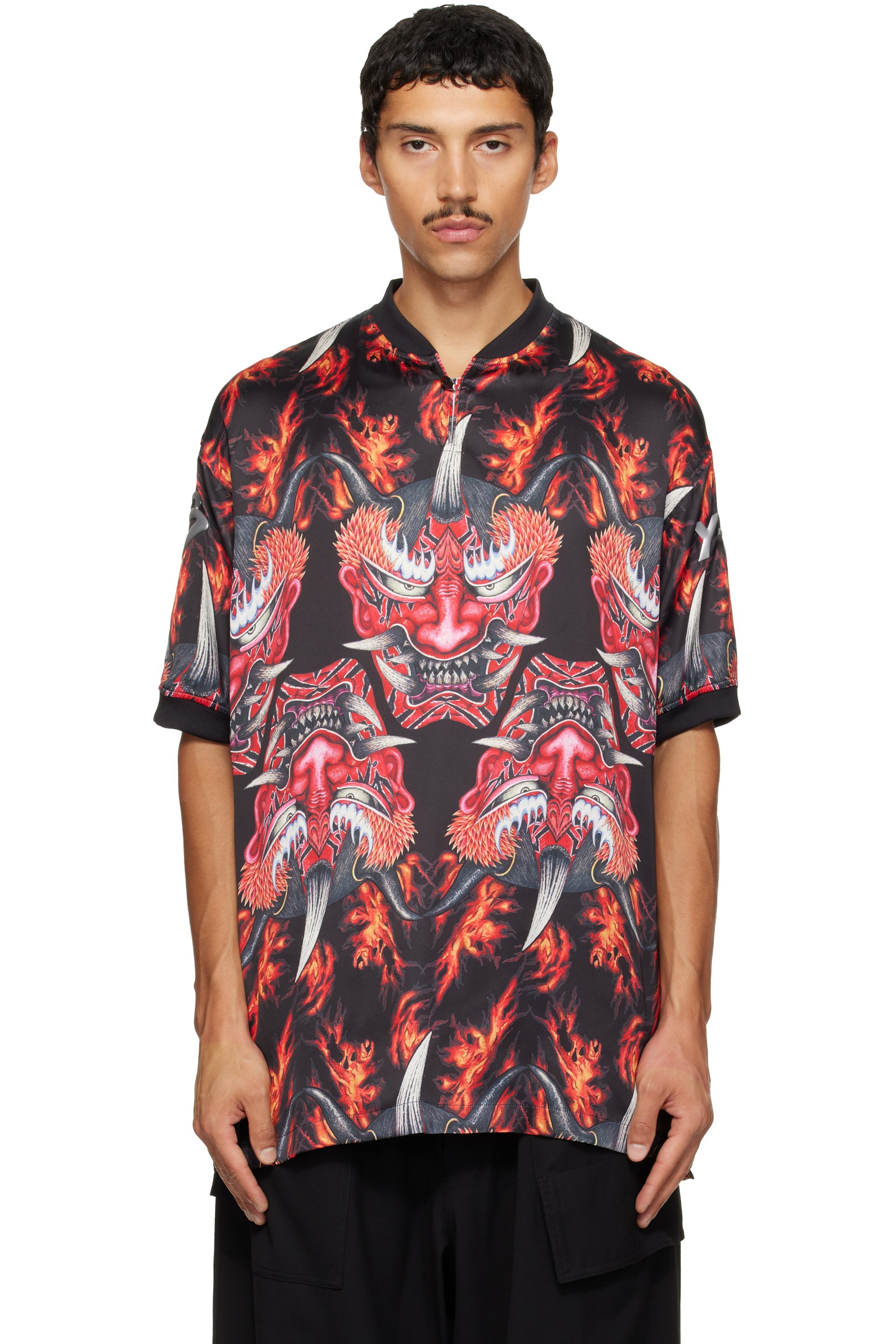 Y-3 - Red Satin Graphic 'Beast' Jersey