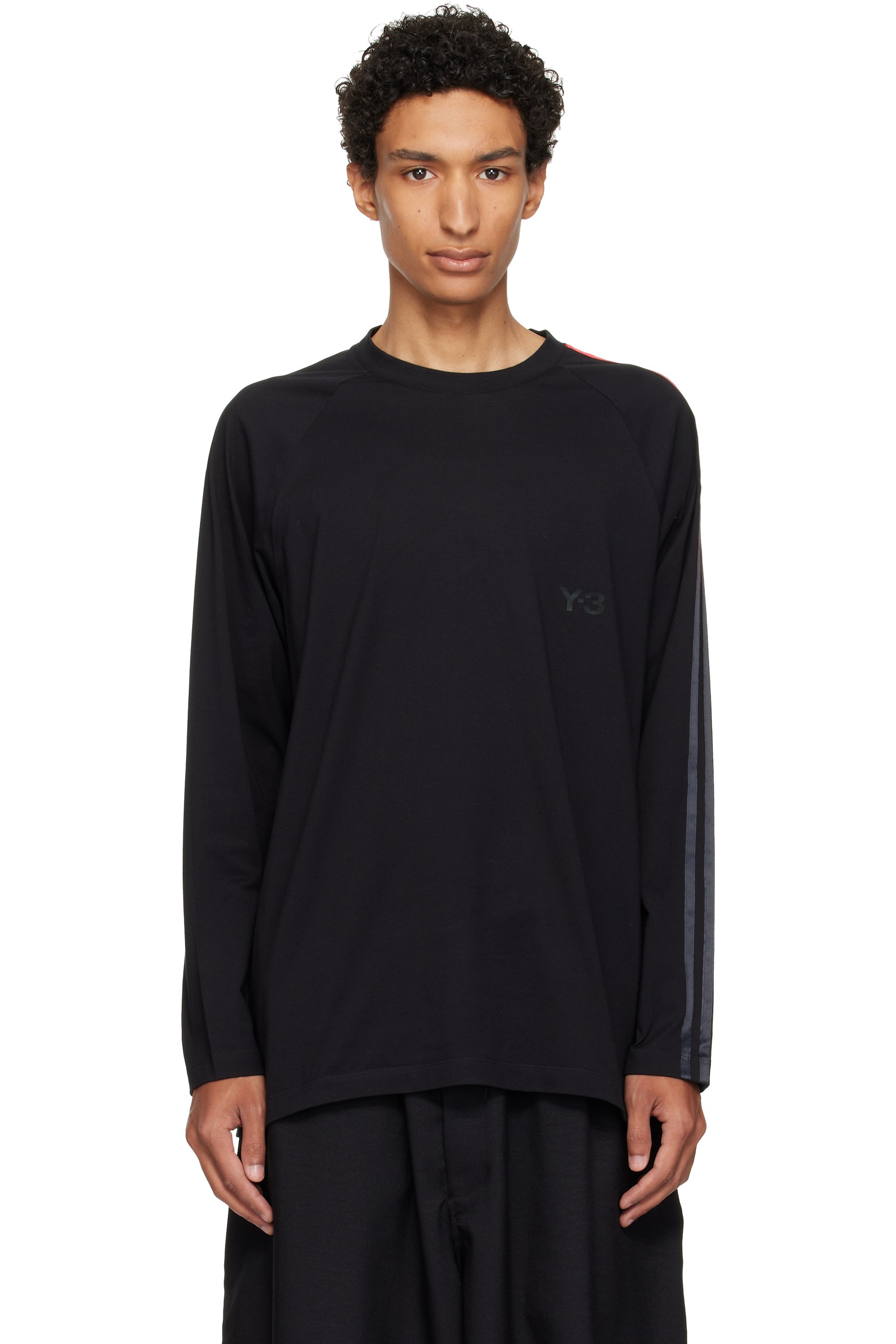 Y-3 - Black Oversized Gradient Stripes Long Sleeve T-shirt