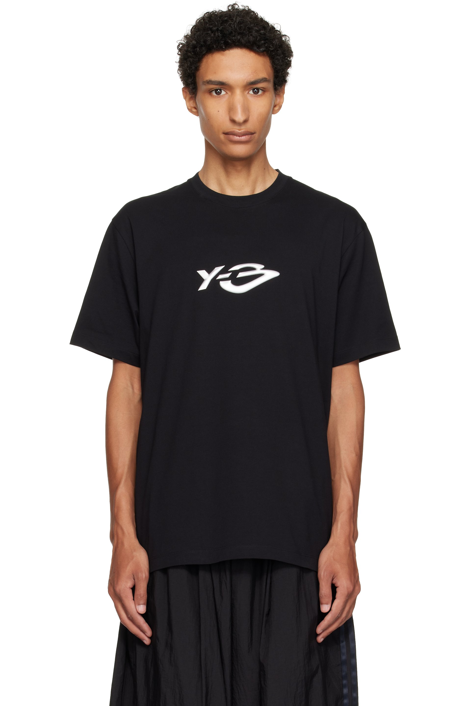 Y-3 - Black Liquid Logo Short Sleeve T-shirt