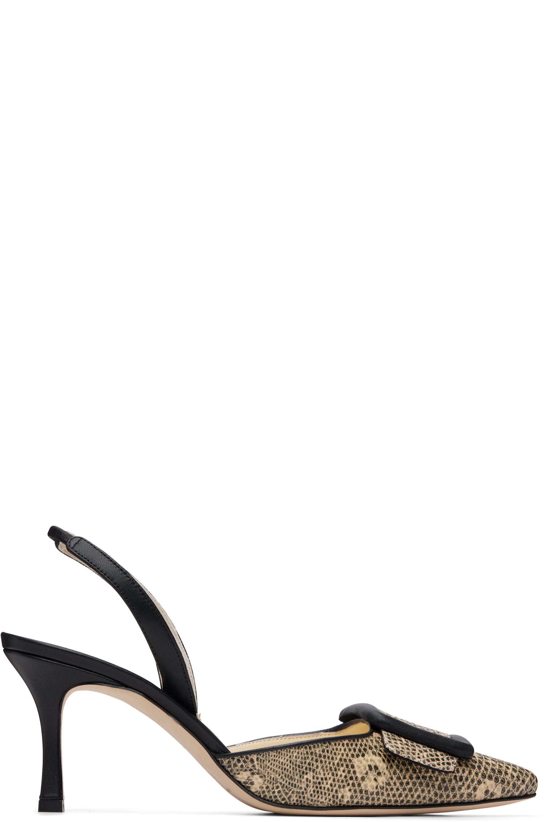 Manolo Blahnik - Beige & Black Mayslibi Heels