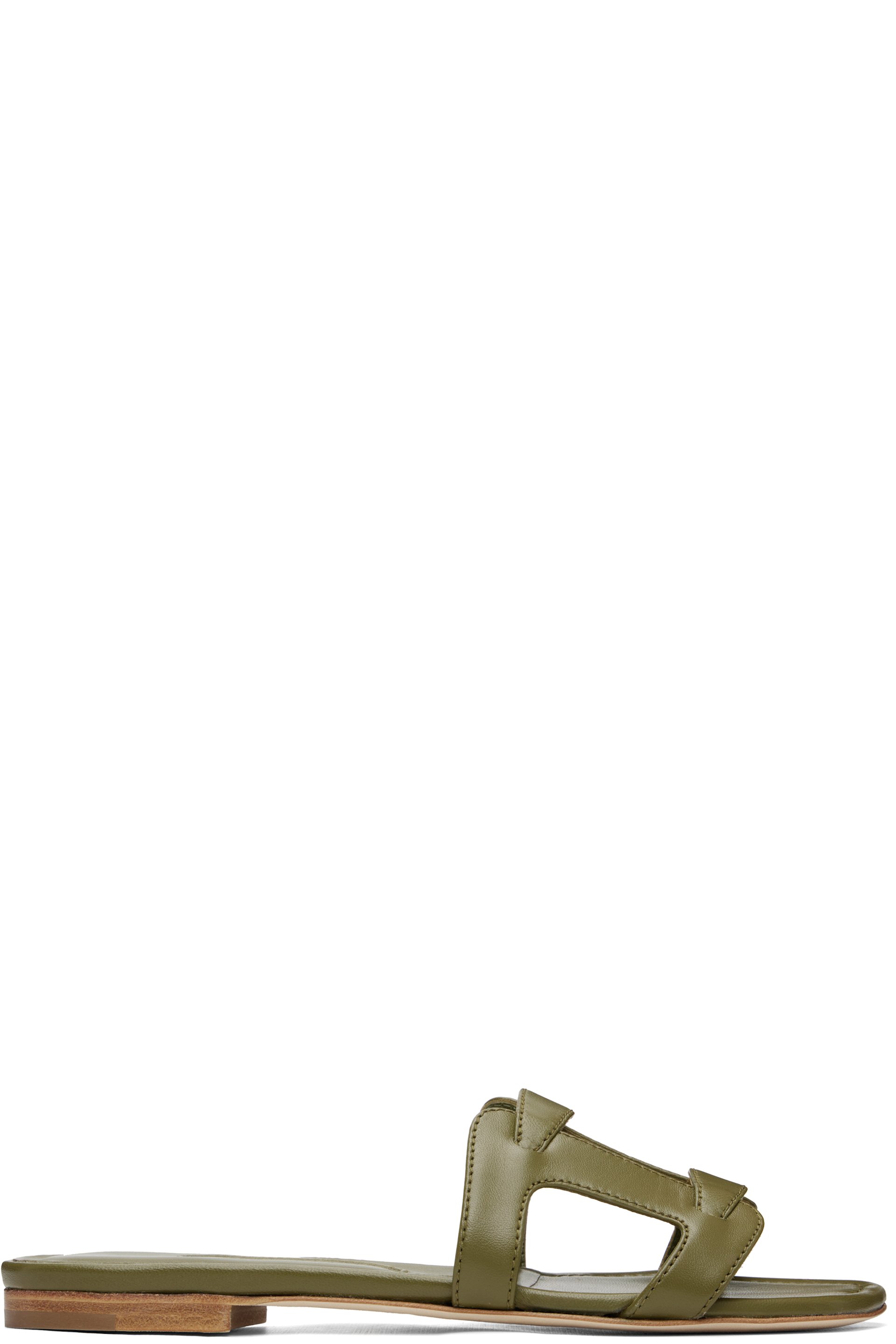 Manolo Blahnik - Brown Grellanuflat Nappa Leather Flat Sandals