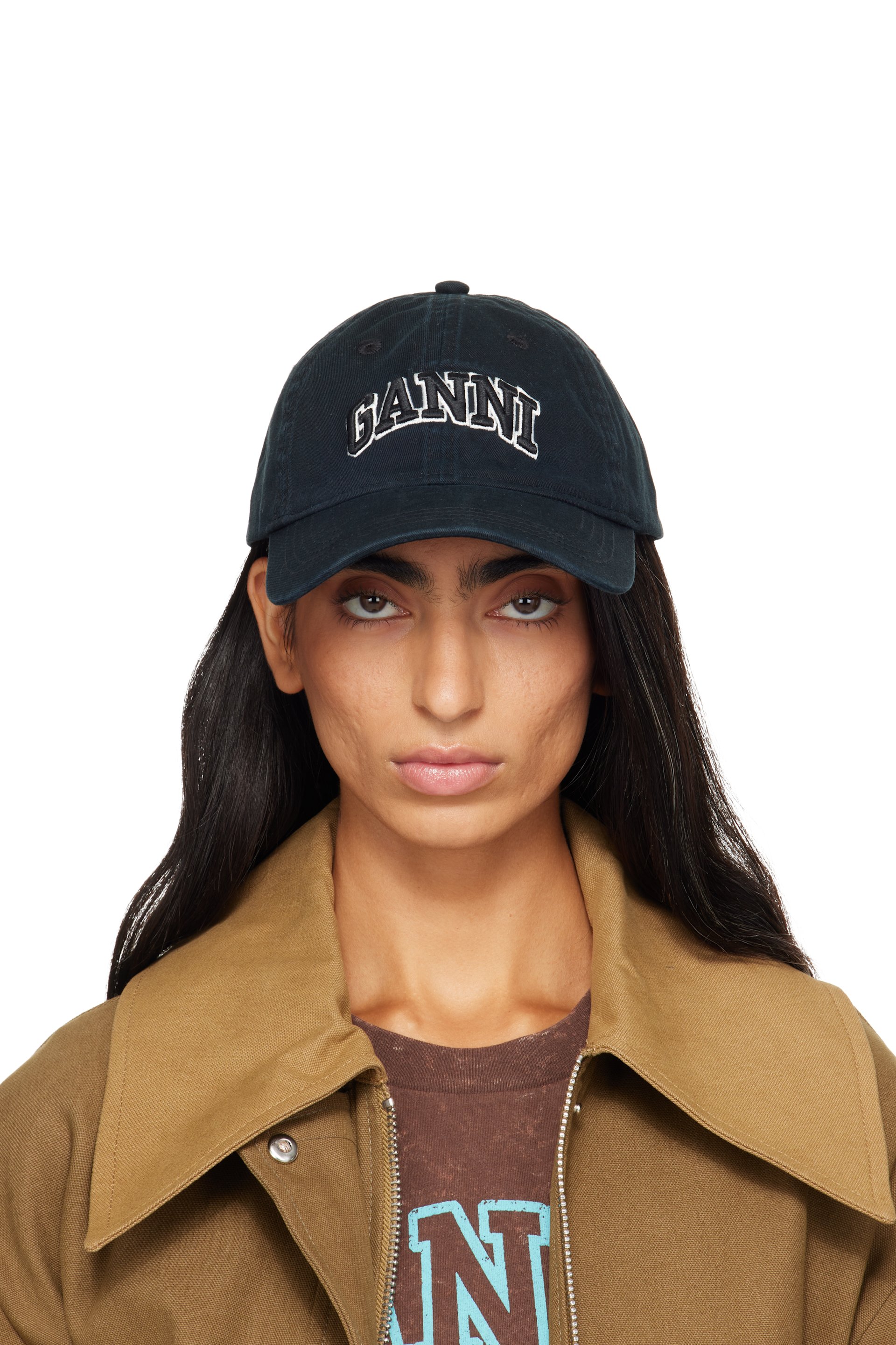 GANNI - Black Washed Cotton Cap