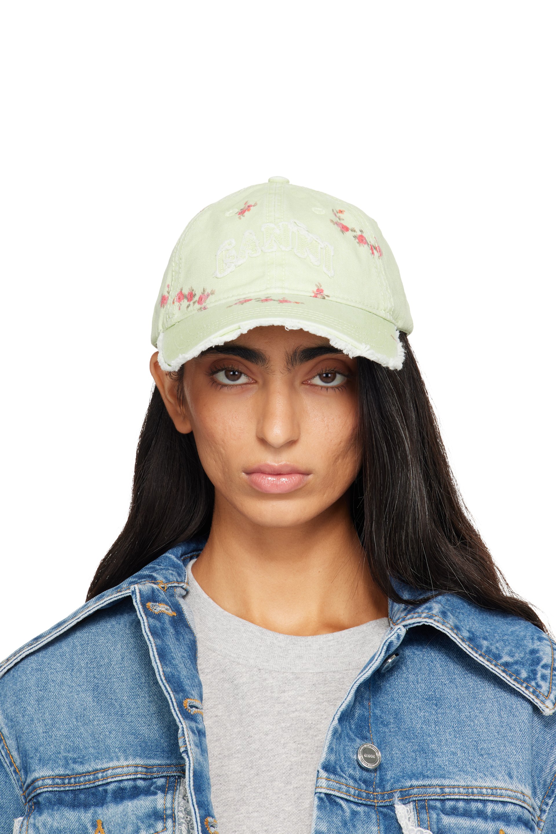 GANNI - Green Printed Washed Cotton Cap