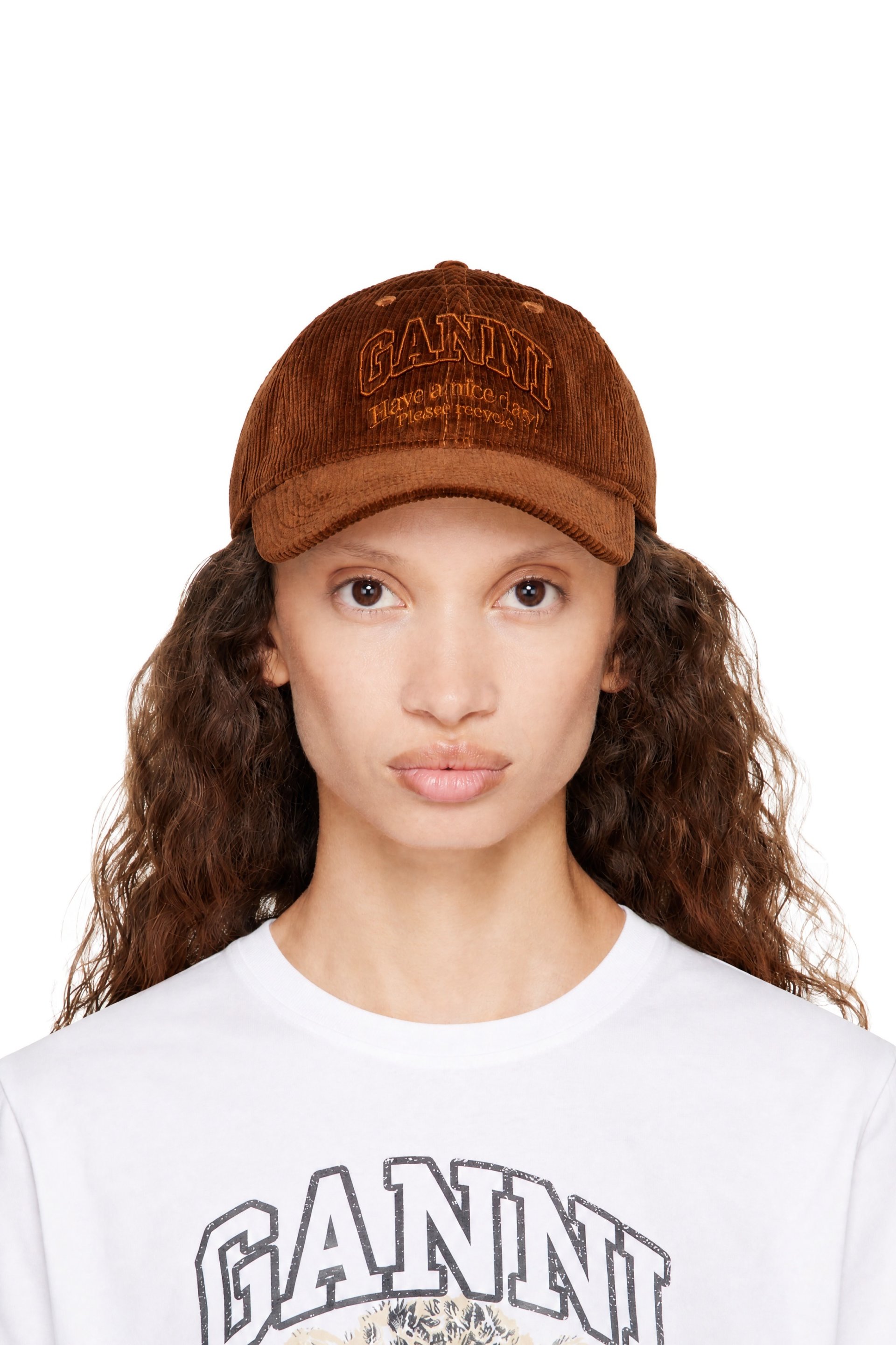 GANNI - Brown Corduroy Cap