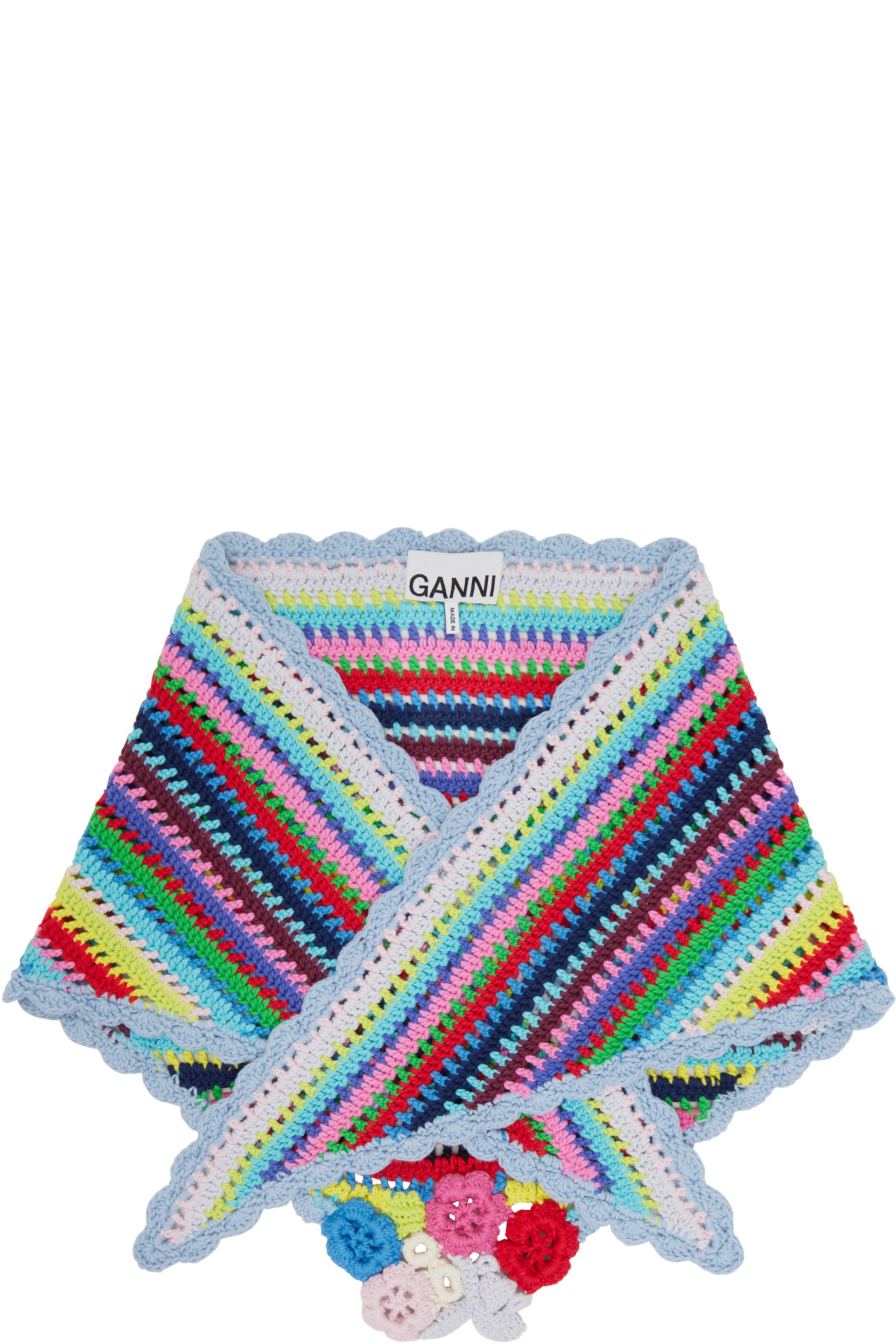 GANNI - Multicolor Striped Crochet Scarf