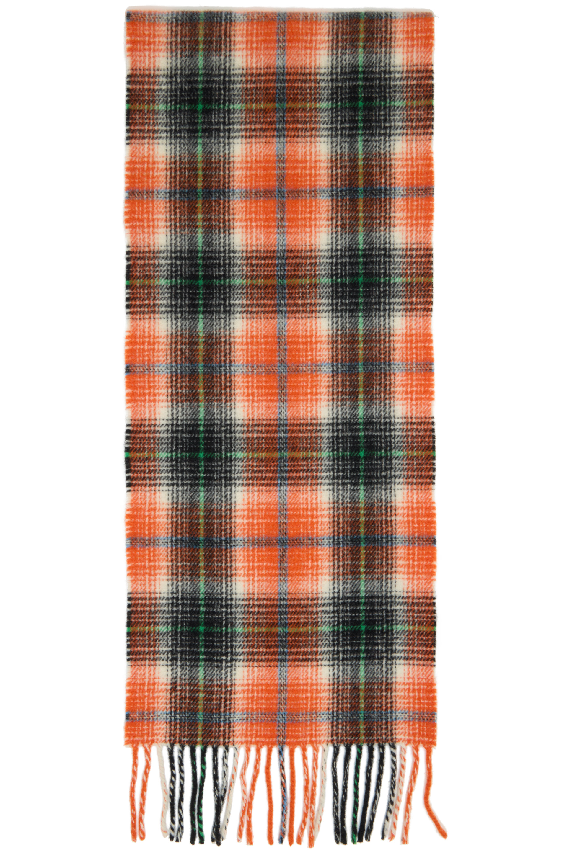 GANNI - Orange Check Wool Scarf