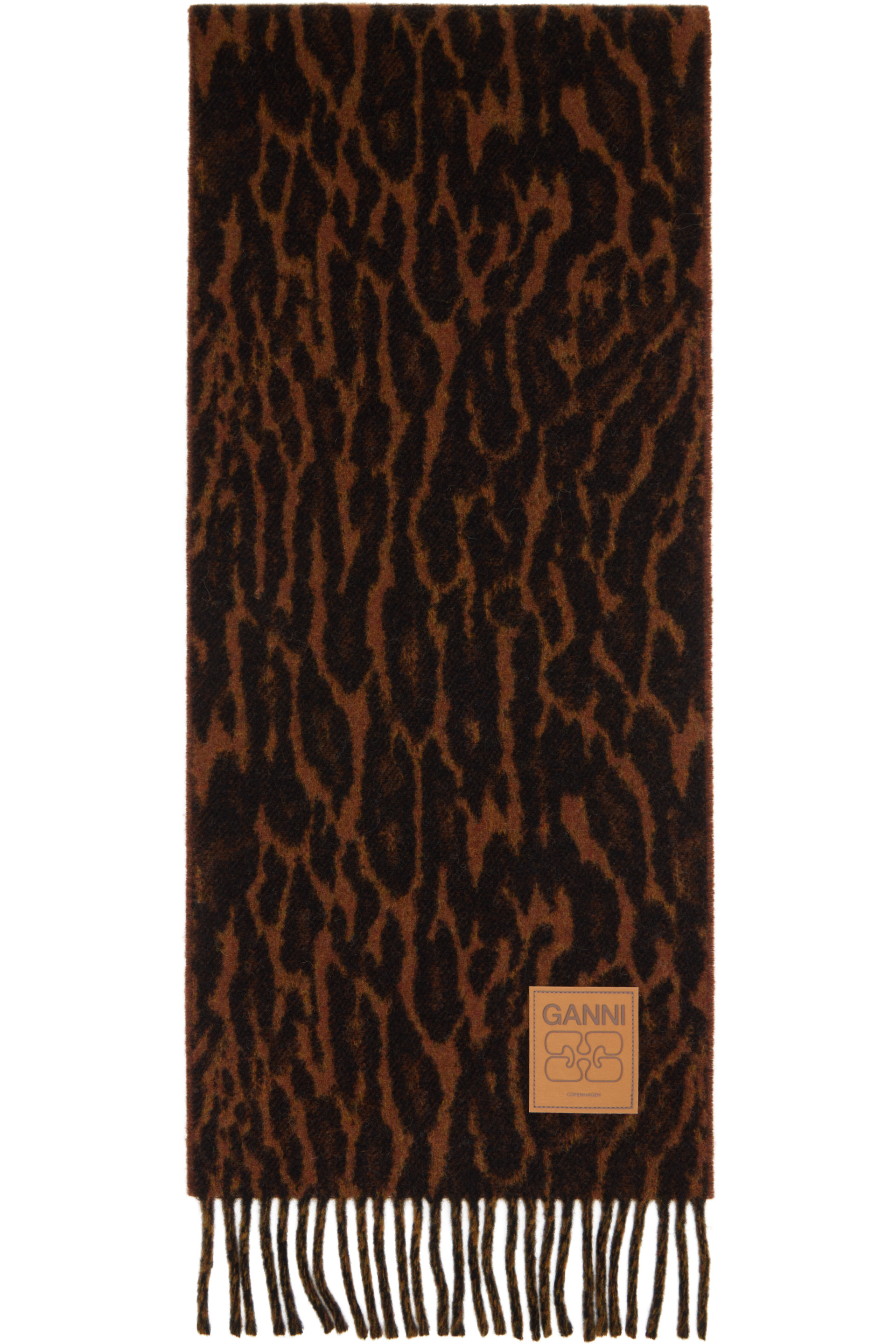 GANNI - Brown Compact Wool Scarf