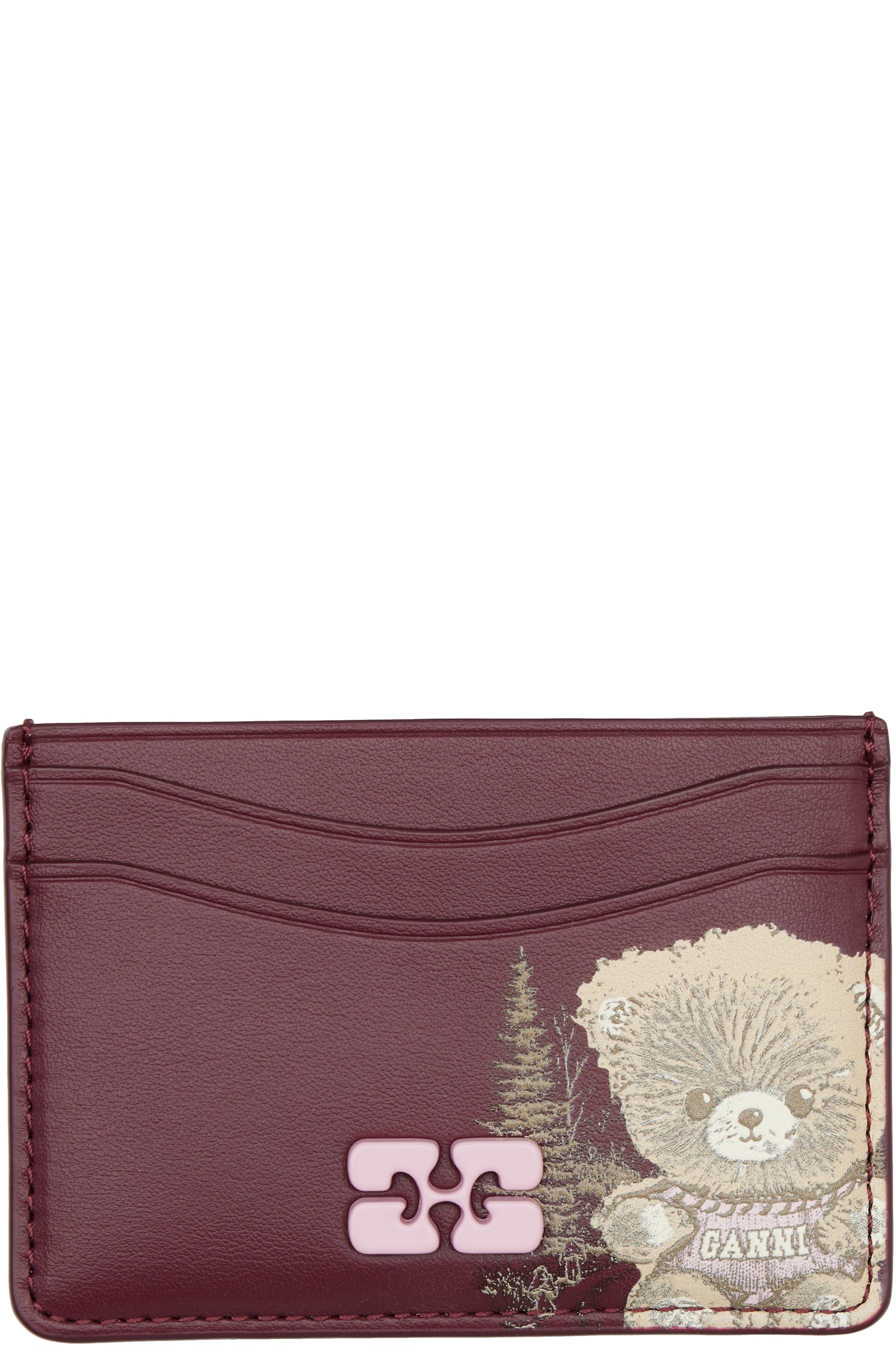 GANNI - Burgundy Bou Forest Teddy Card Holder