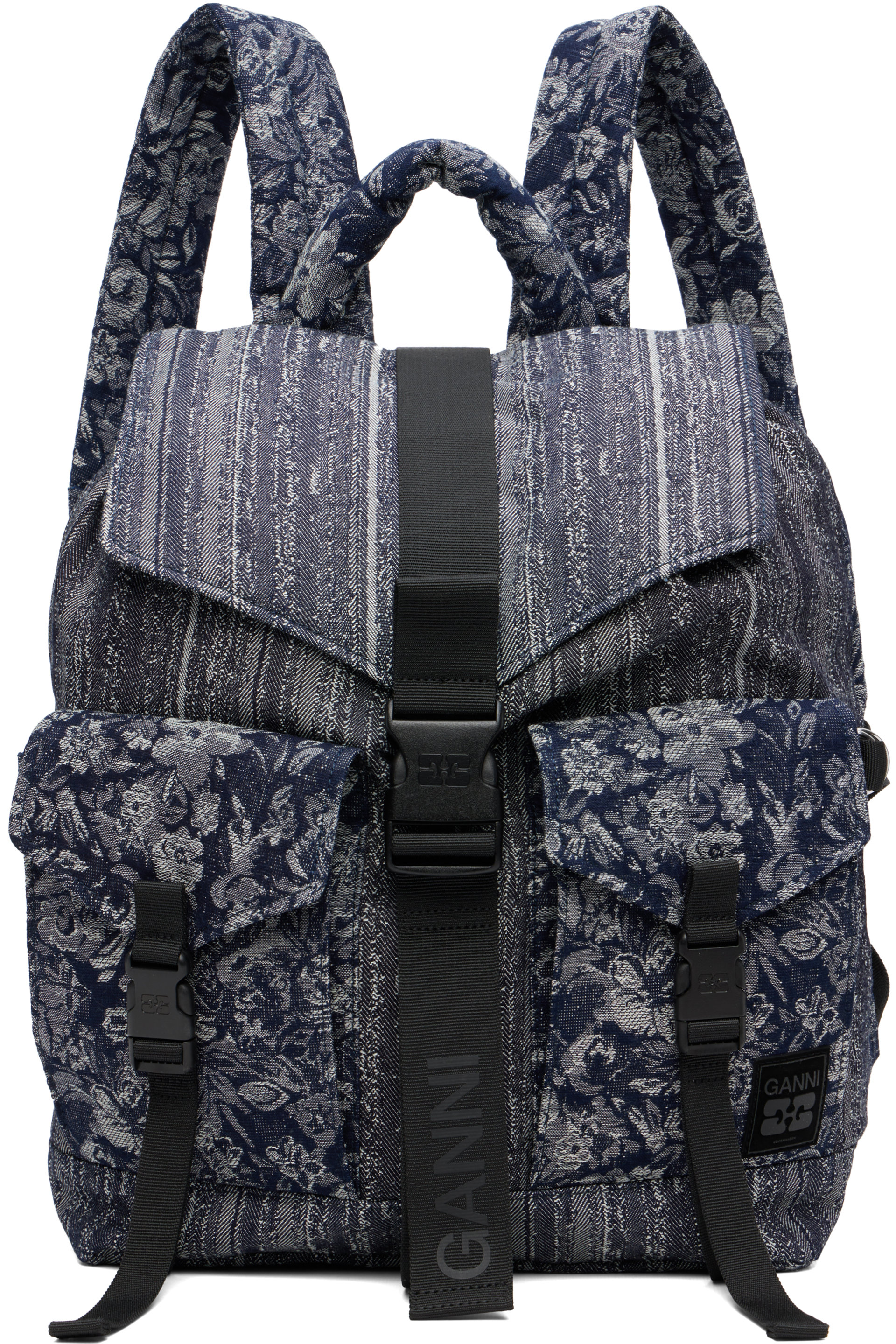 GANNI - Blue Re-Tech Patchwork Backpack