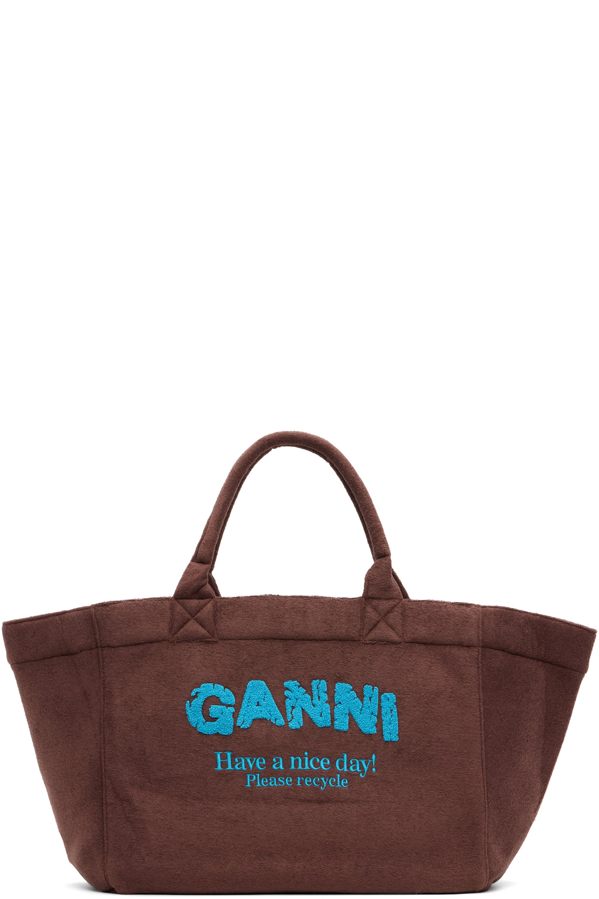 GANNI - Brown & Blue Reversible XXL Tote
