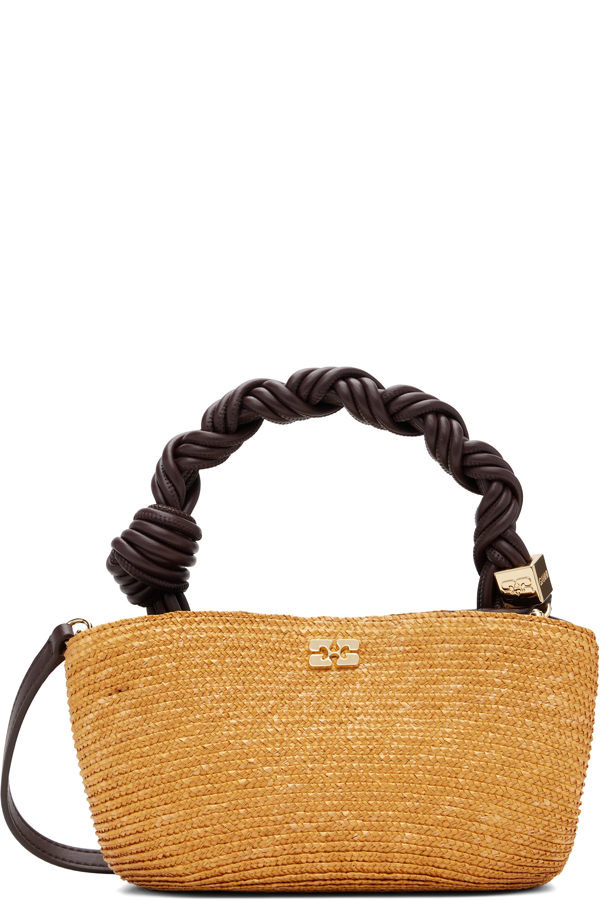 GANNI - Beige Mini Bou Straw Bag