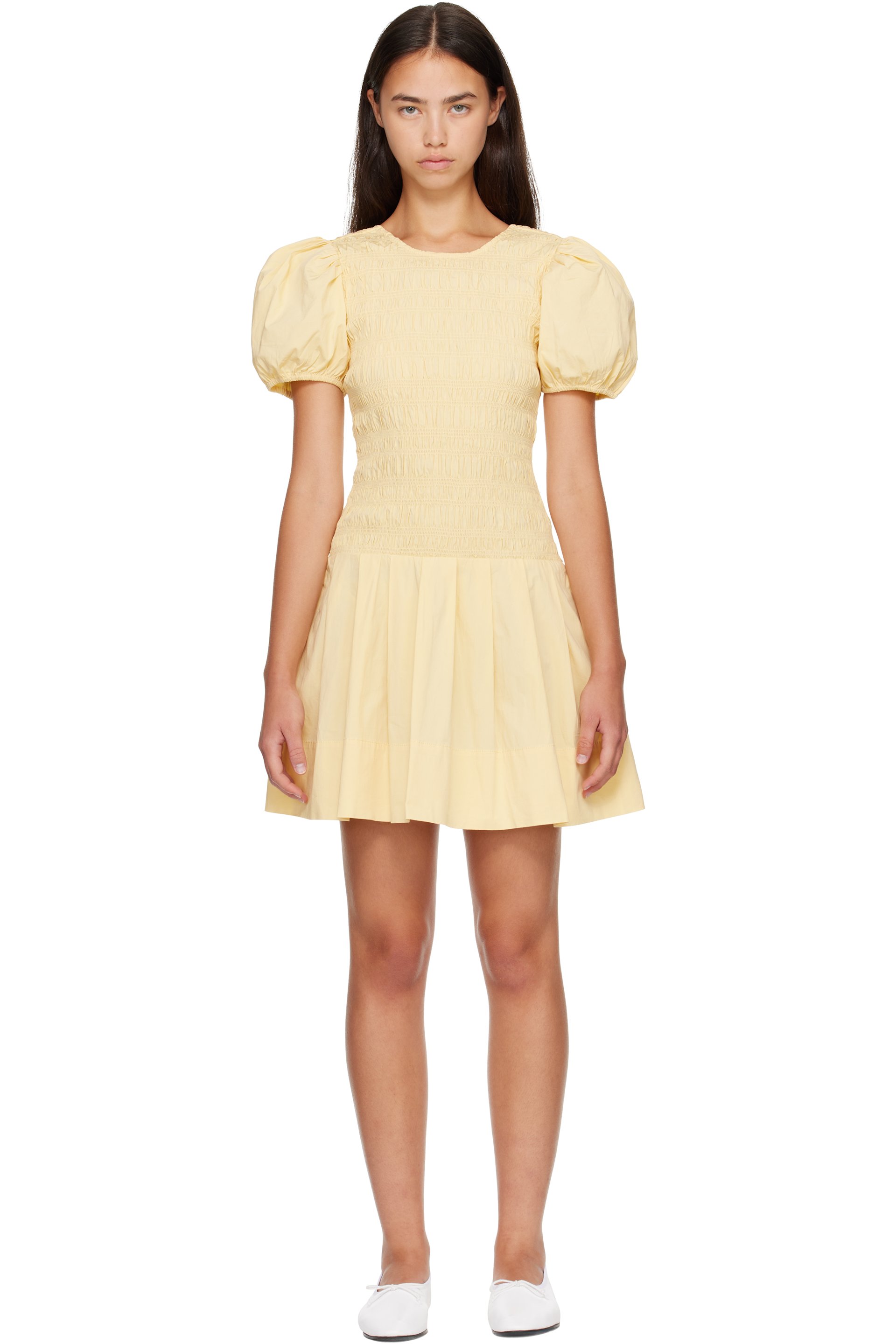 GANNI - Yellow Cotton Minidress