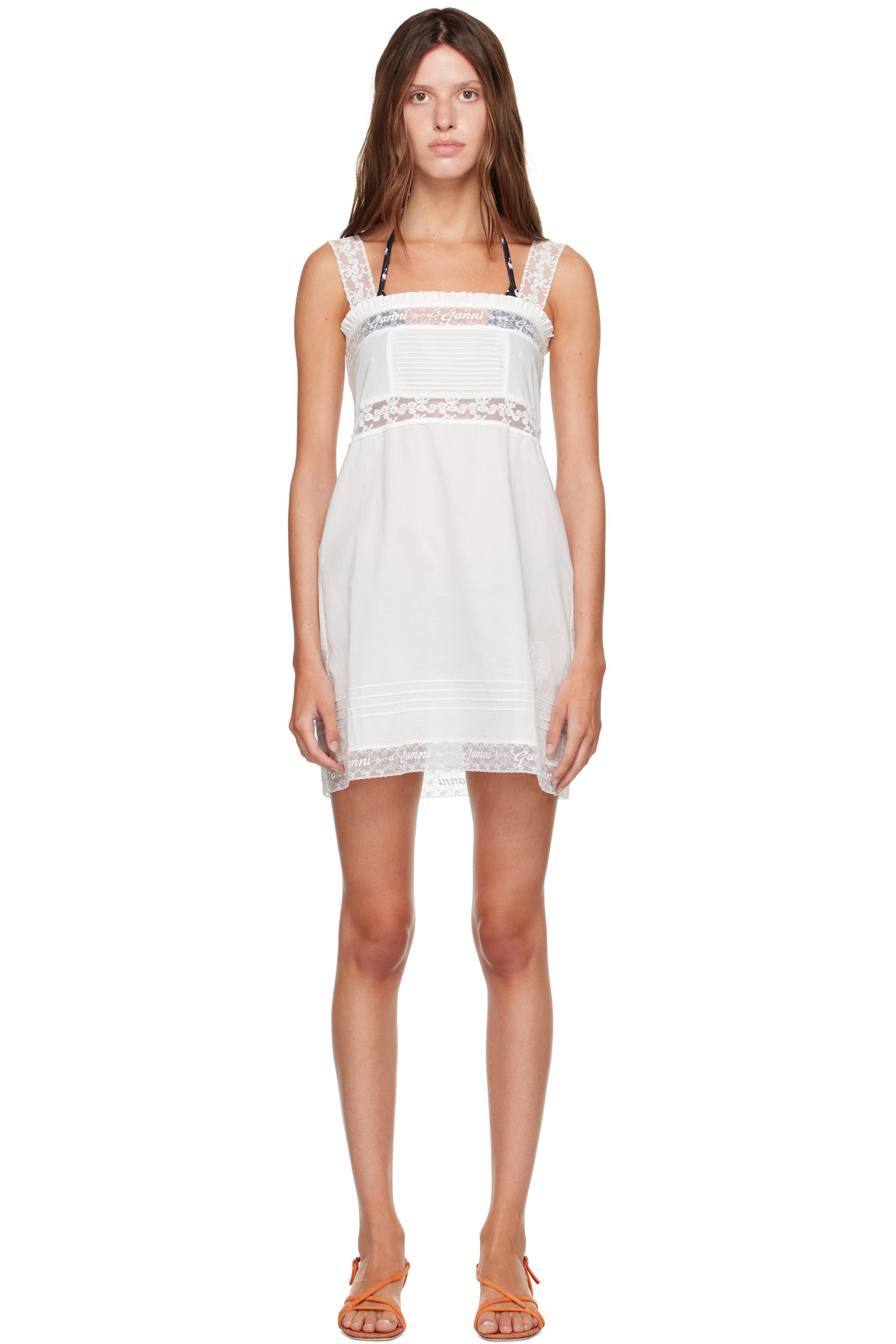 GANNI - White Cotton Minidress