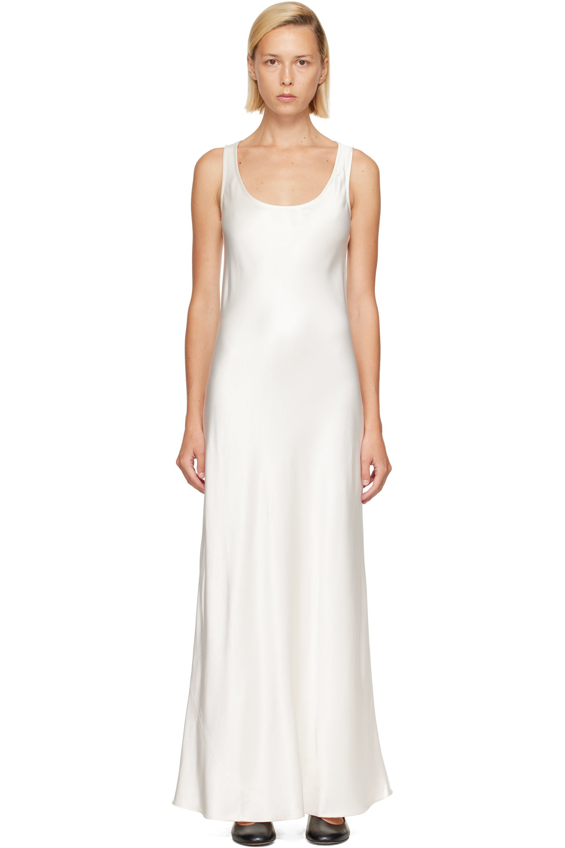 Róhe - Off-White Scoop Neck Satin Maxi Dress