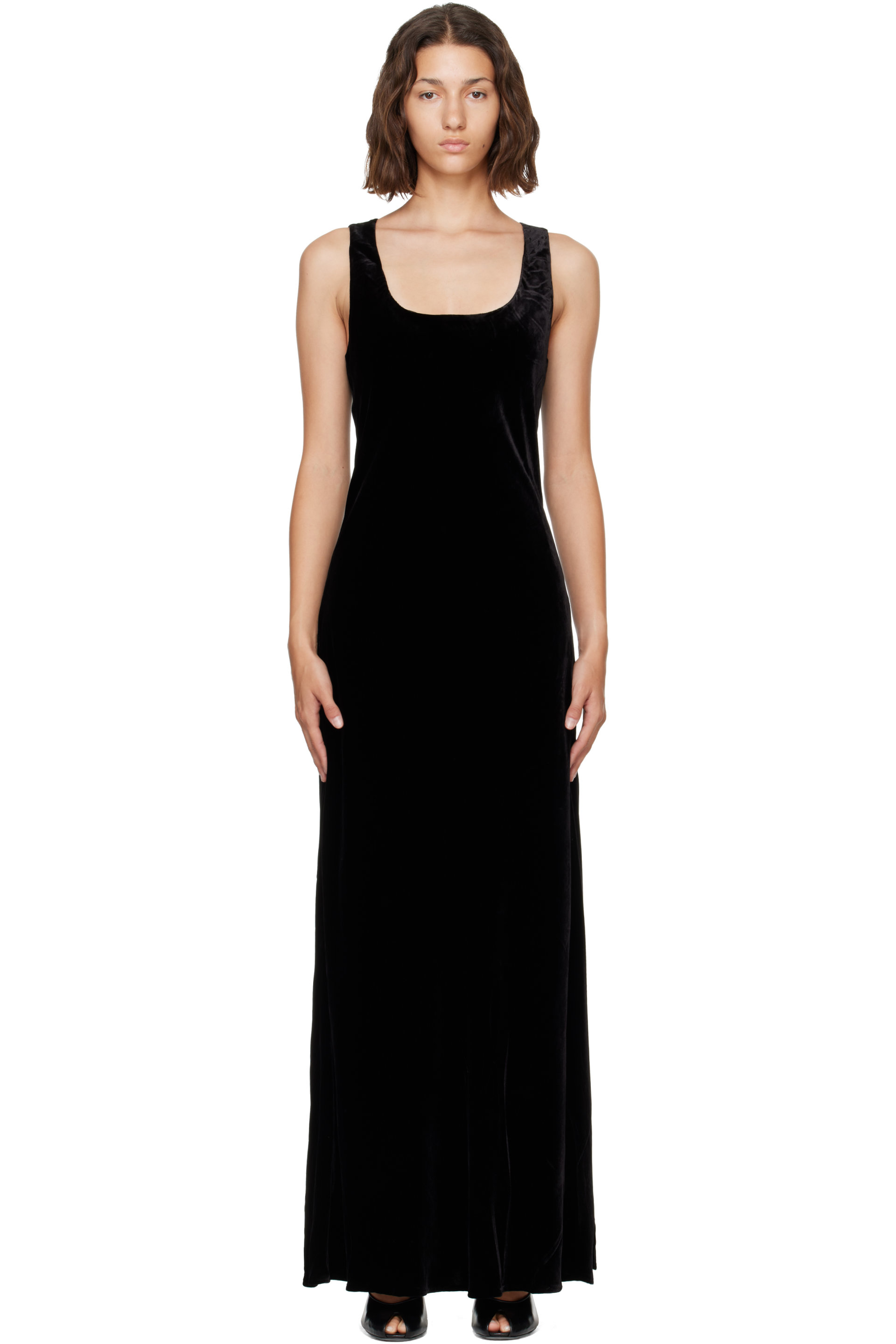 Róhe - Black Scoop-Neck Velvet Maxi Dress