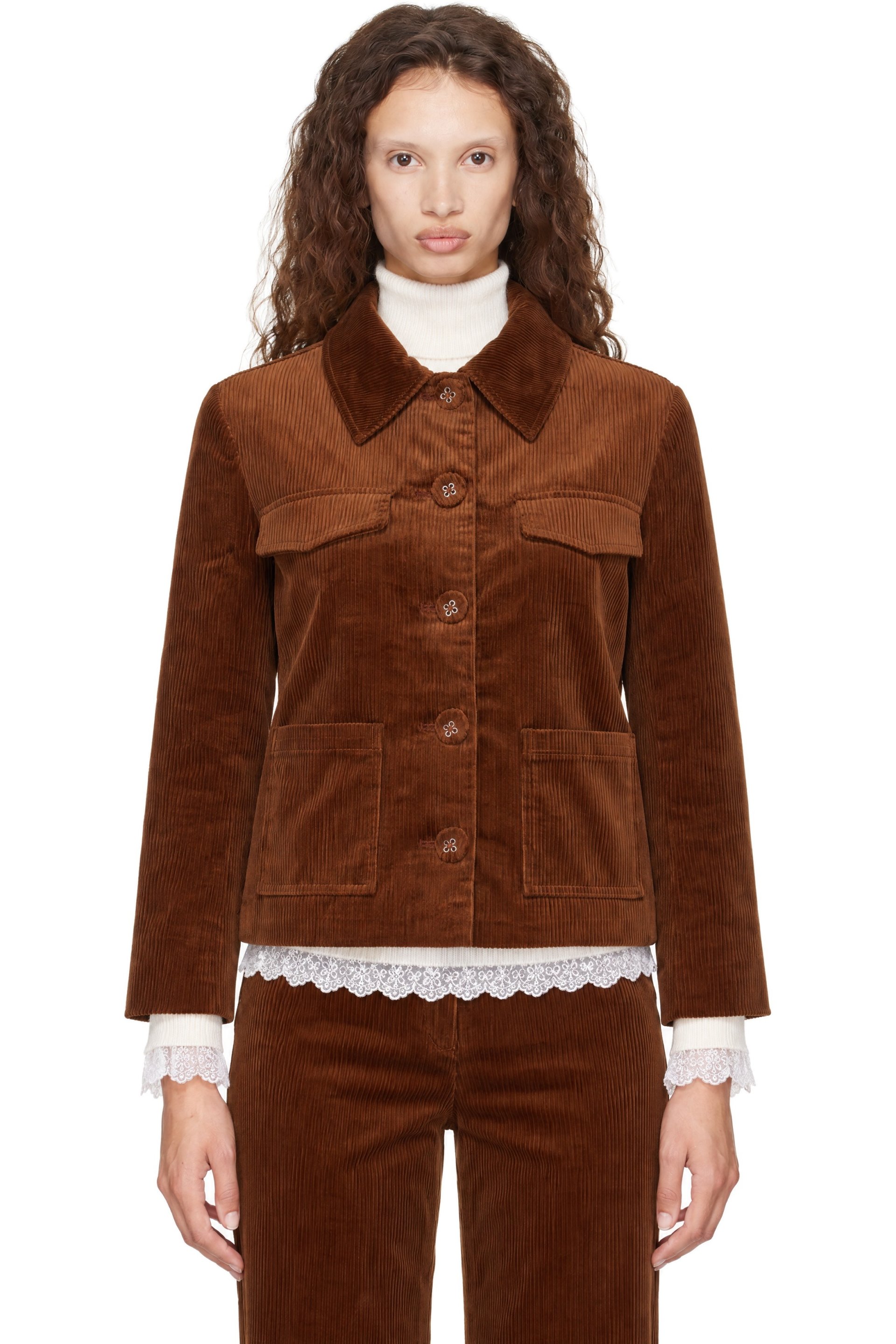 GANNI - Brown Corduroy Blazer