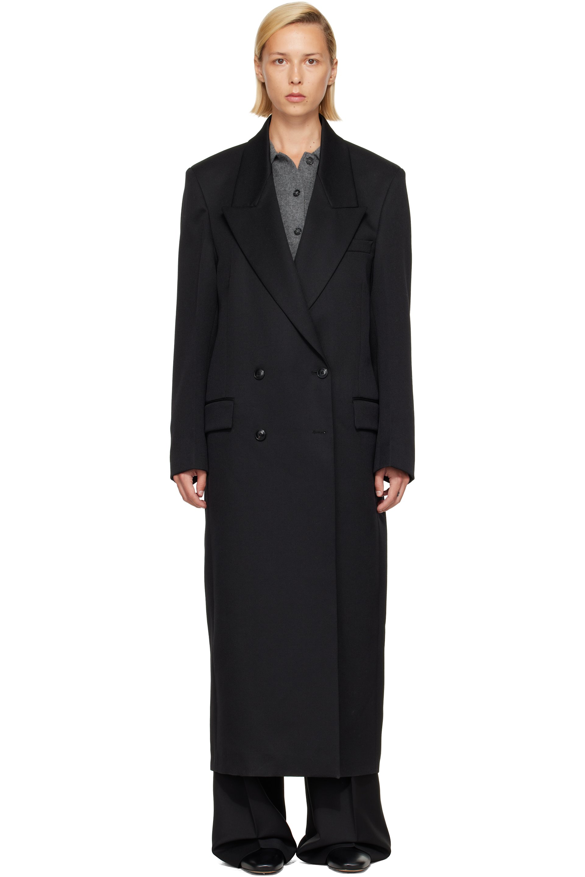 Róhe - Black Double Breasted Tailored Coat