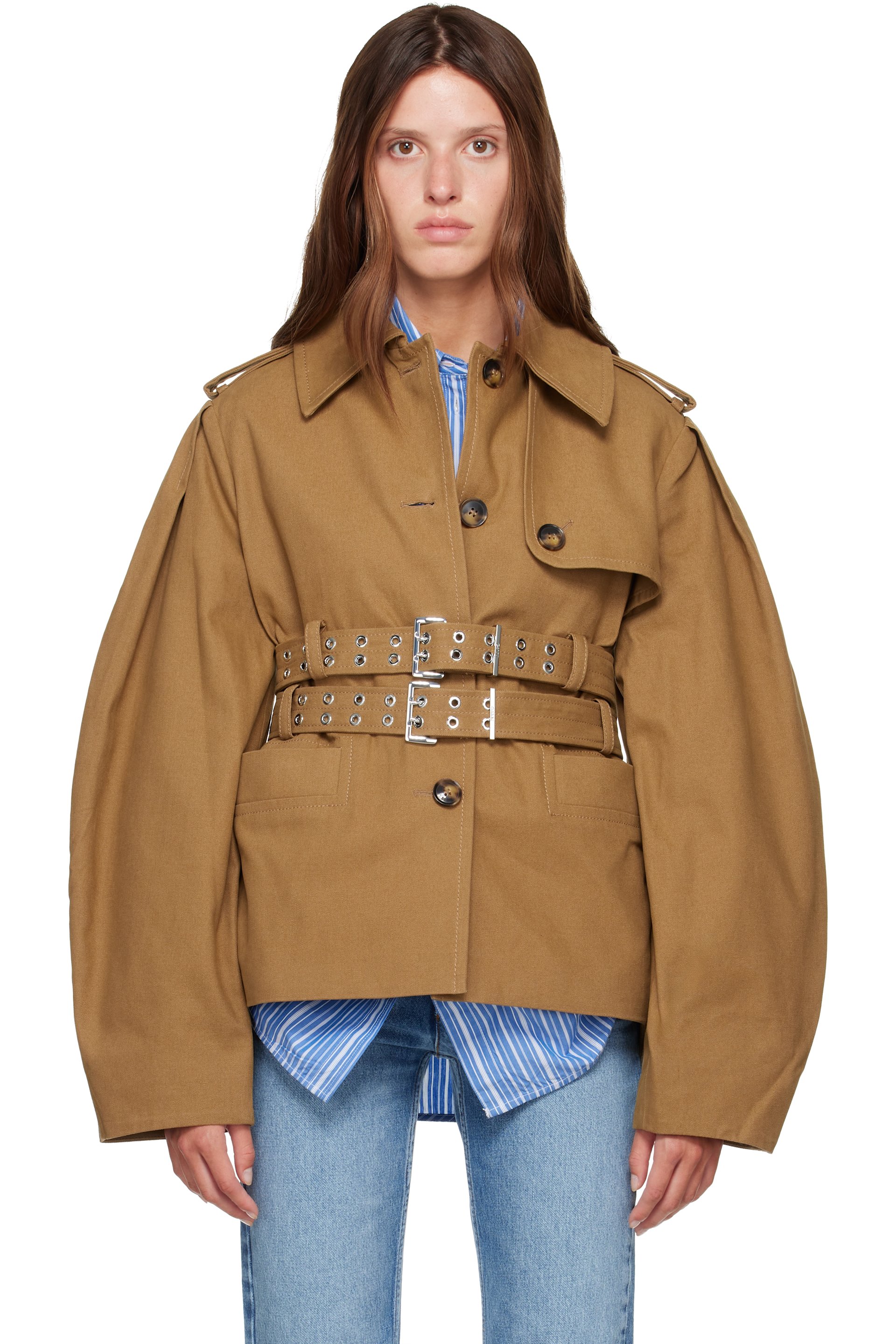 GANNI - Blouson beige en canevas