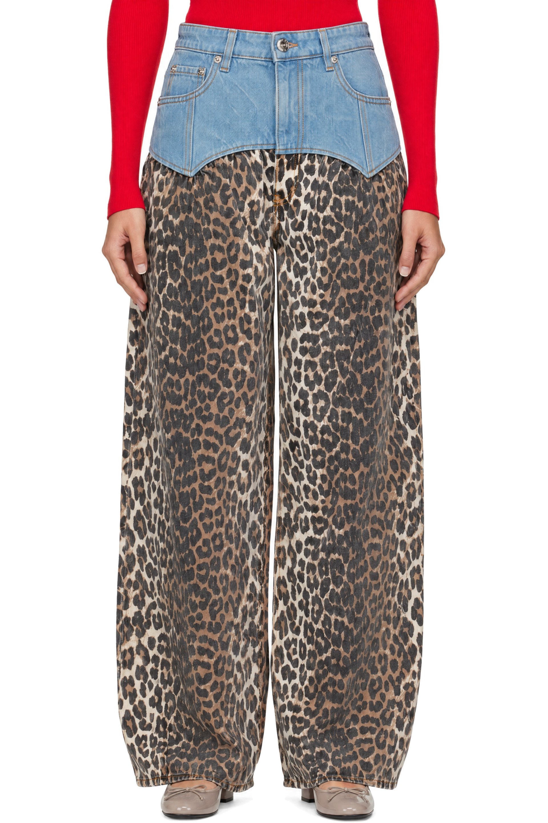 GANNI - Blue & Brown Corset Jeans
