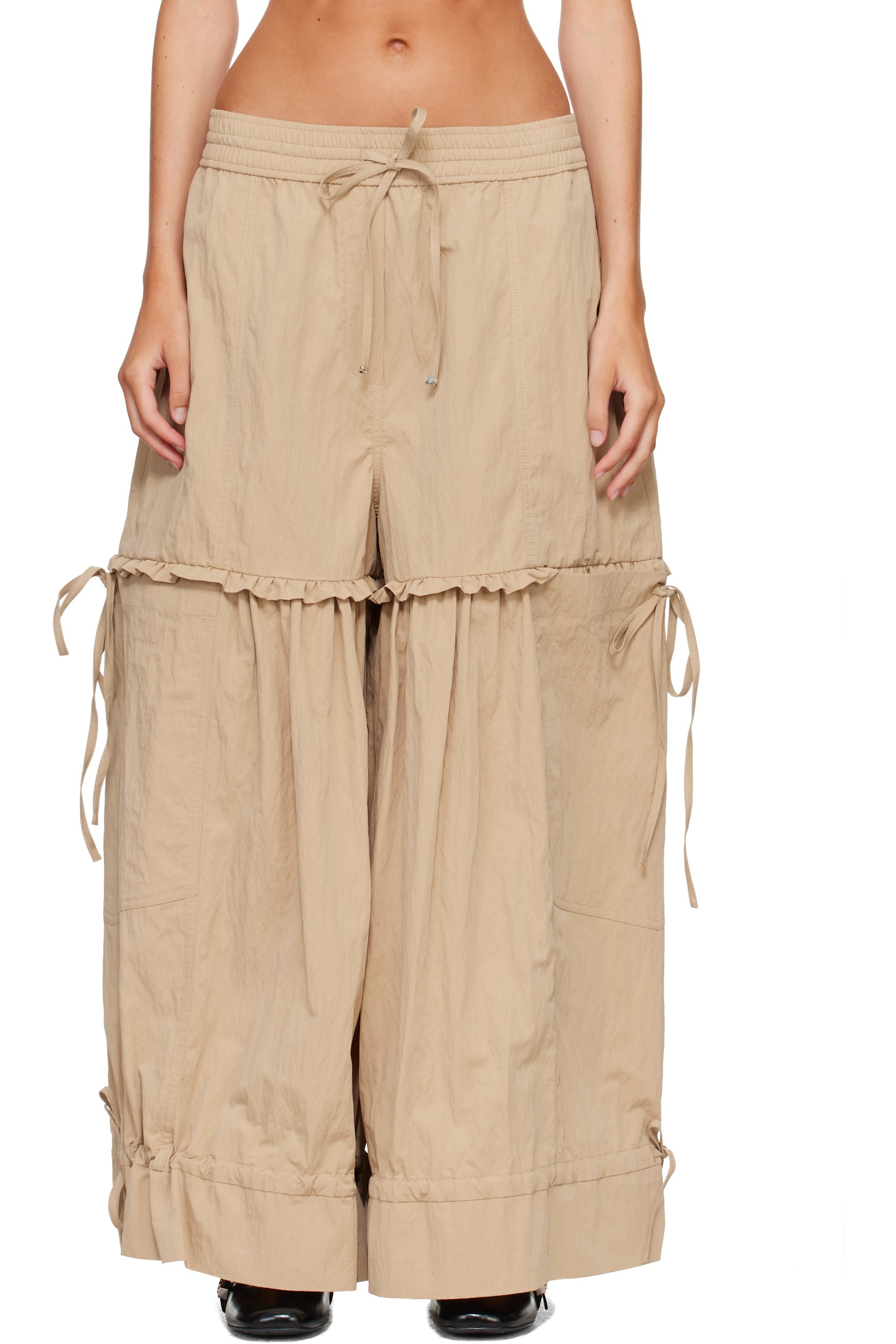 GANNI - Beige Washed Cotton Balloon Trousers