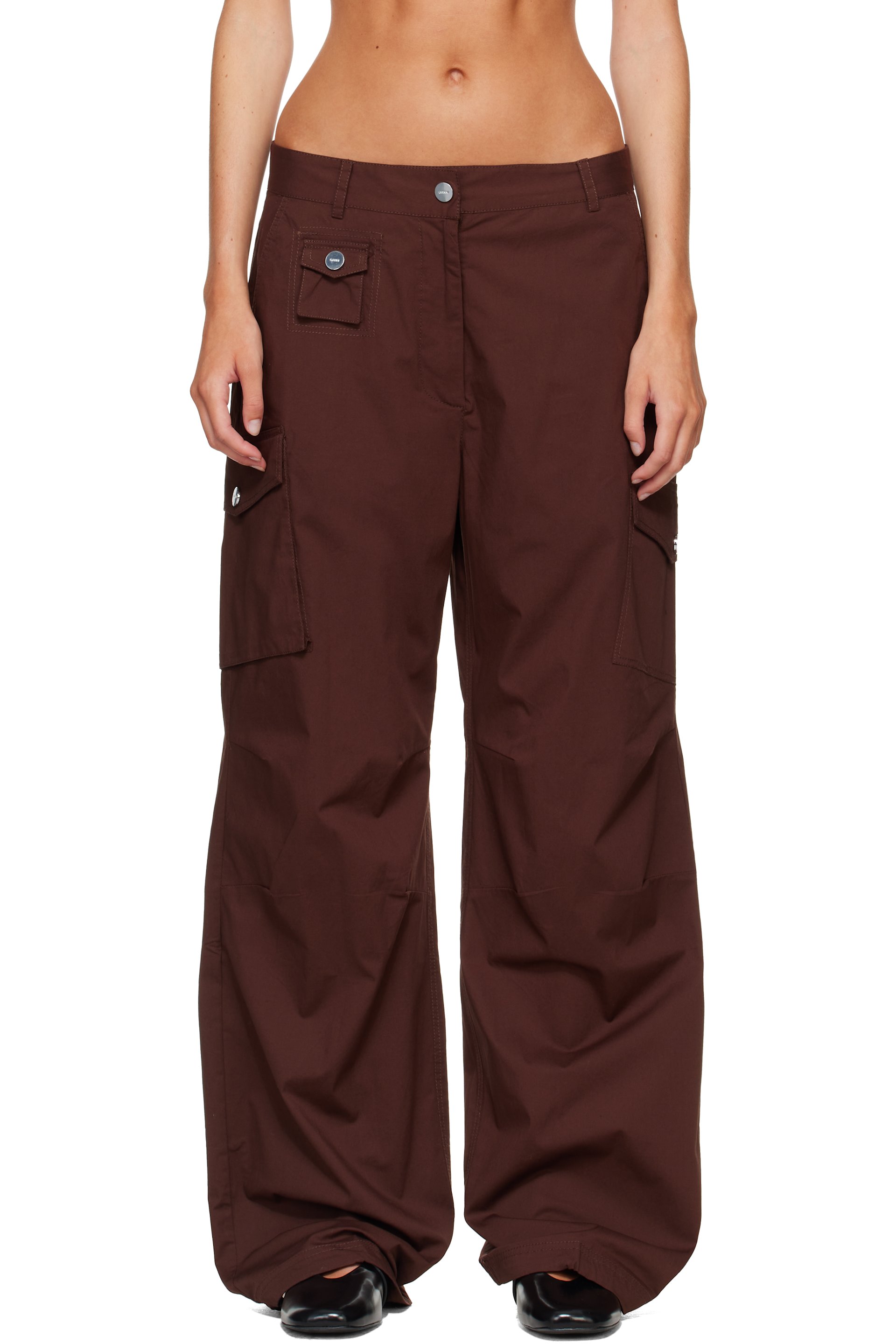 GANNI - Brown Cotton Cargo Pants