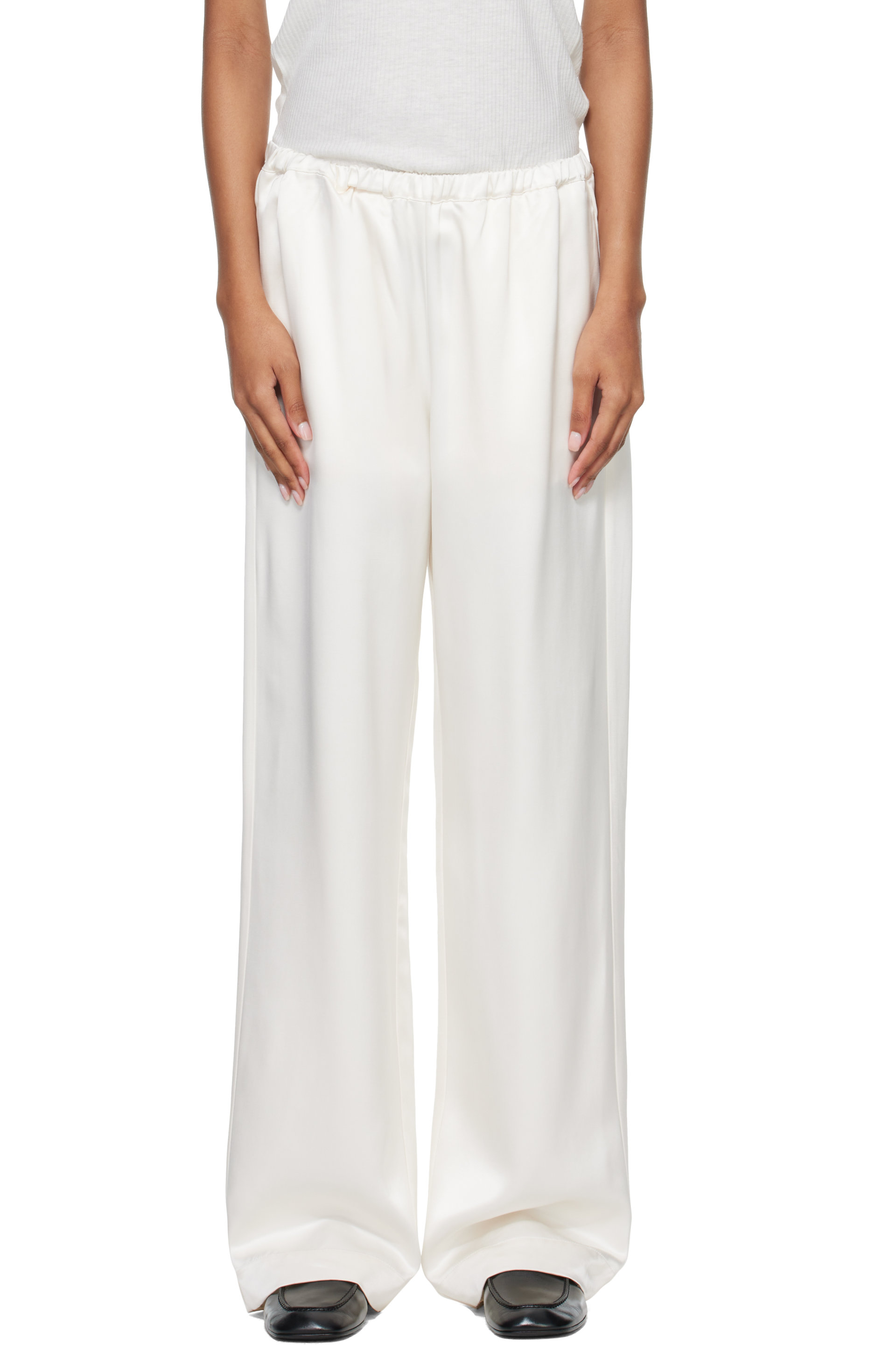 Róhe - White Relaxed Fit Satin Trousers