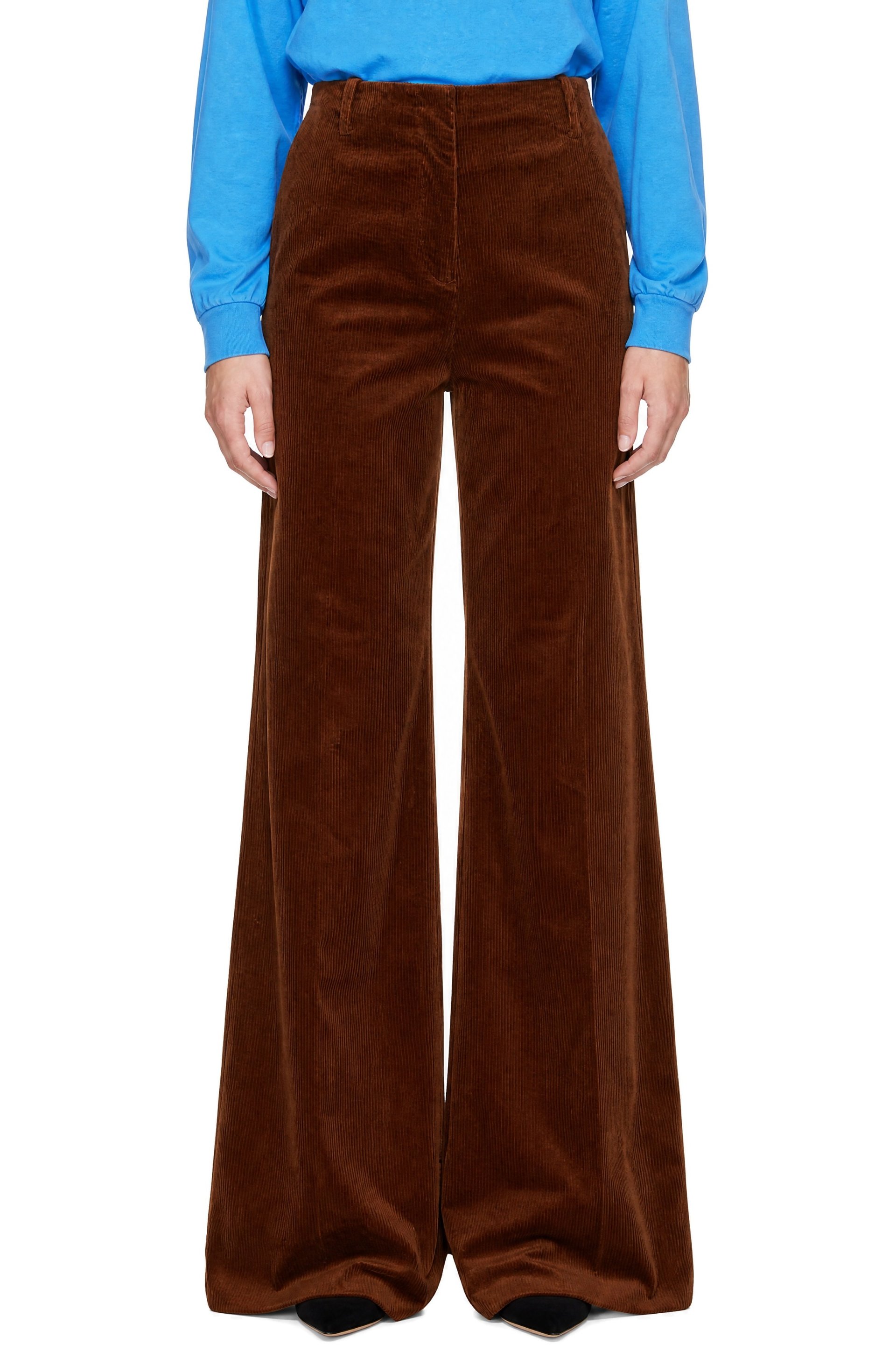 GANNI - Pantalon brun en velours côtelé