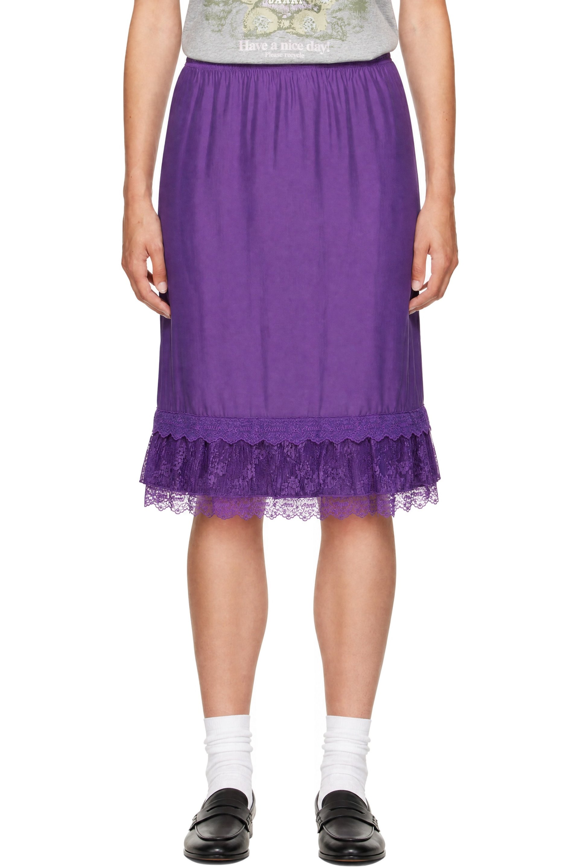 GANNI - Purple Frill Midi Skirt