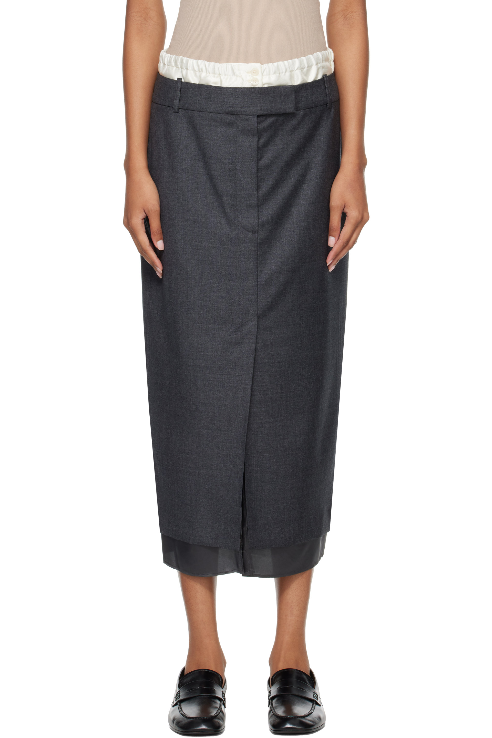 Róhe - Gray Boxer Detailed Midi Skirt