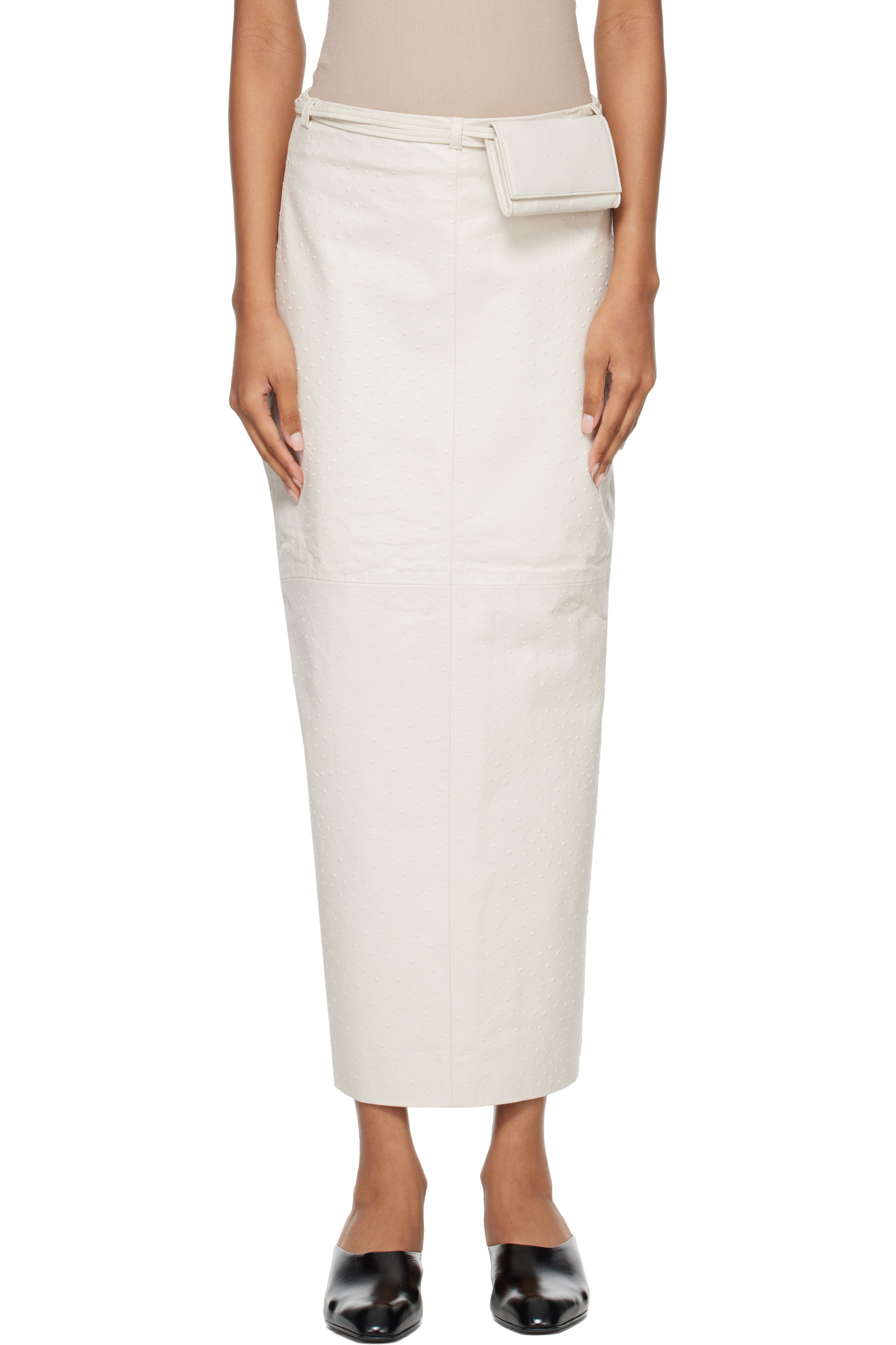 Róhe - Off-White Leather Pouch Maxi Skirt