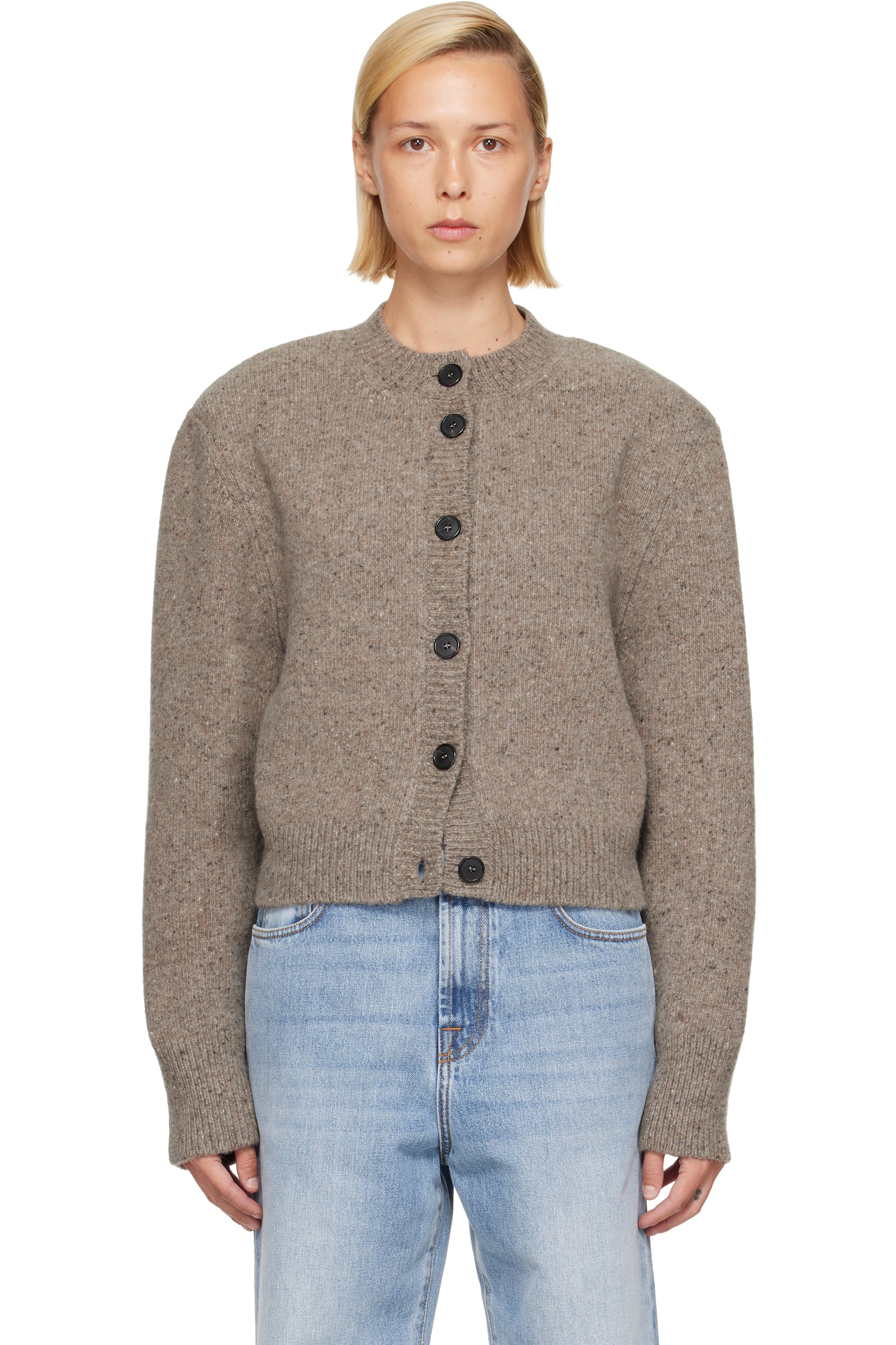 Róhe - Taupe Statement Mouliné Cardigan