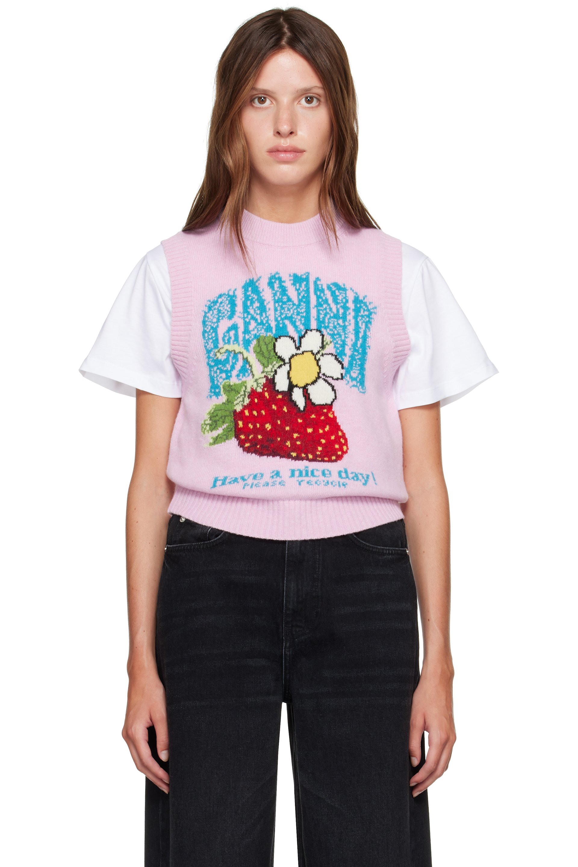 GANNI - 粉色 Strawberry 马甲